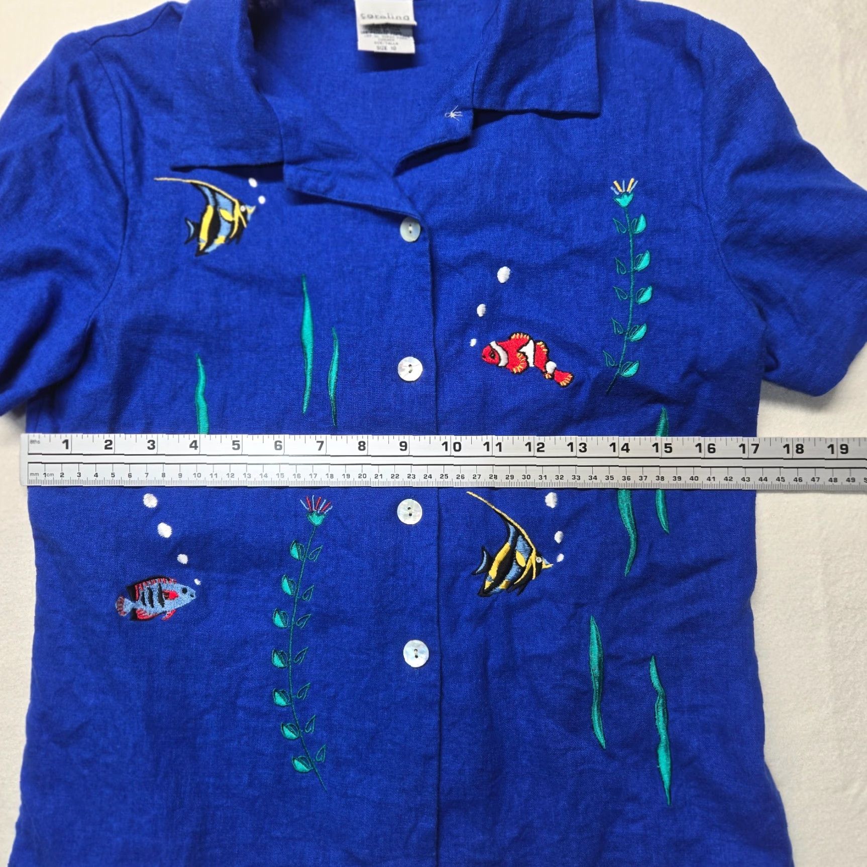 Vintage VINTAGE Carolina Colours Fish Floral Linen Rayon Dress 2 Pc Button Jacket Women Adult Size 10 Blue Size L / US 10 / IT 46 - 7 Thumbnail
