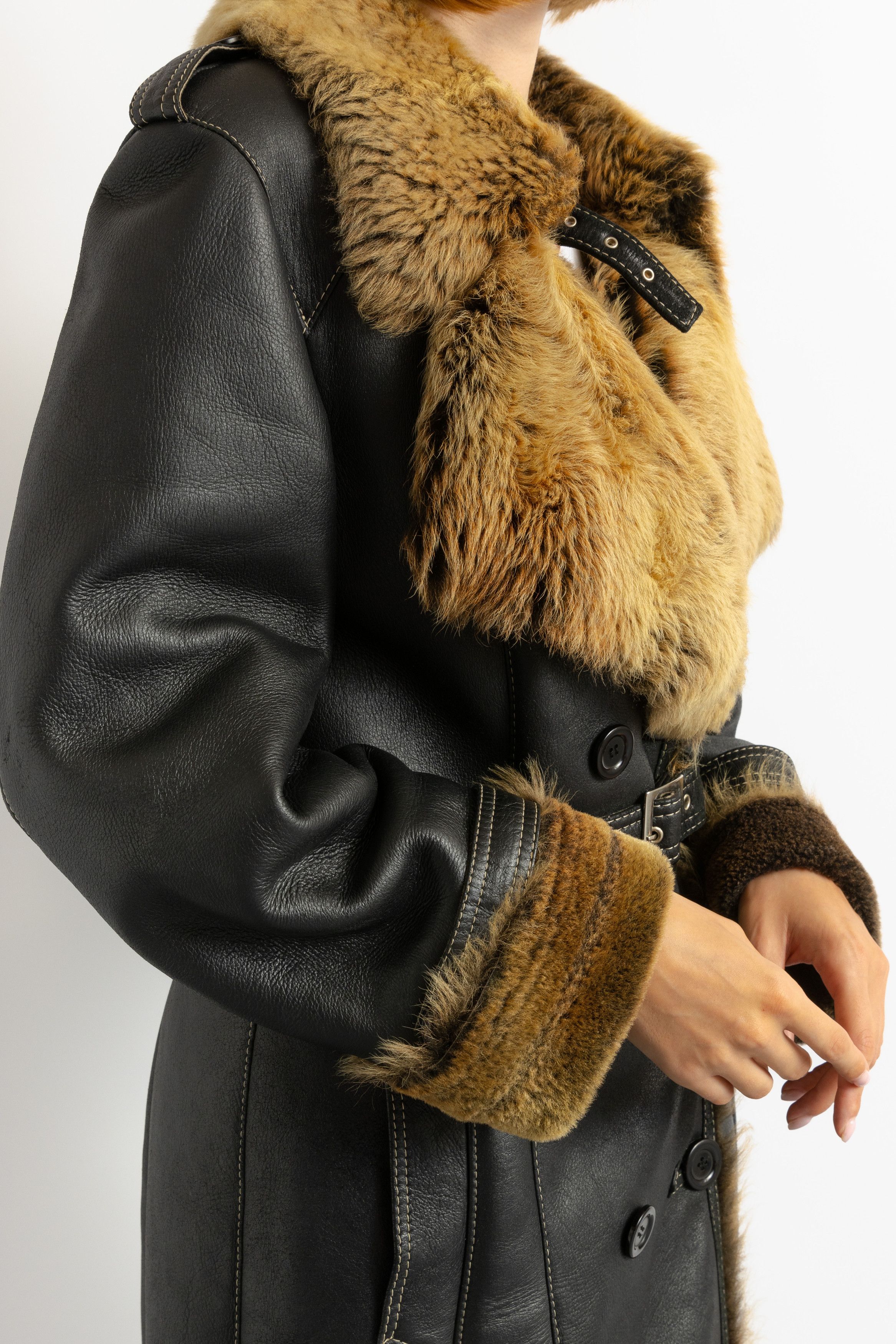 Vintage Sheepskin Leather Shearling Fastens Coat size Medium 8712 Size M / US 6-8 / IT 42-44 - 5 Thumbnail