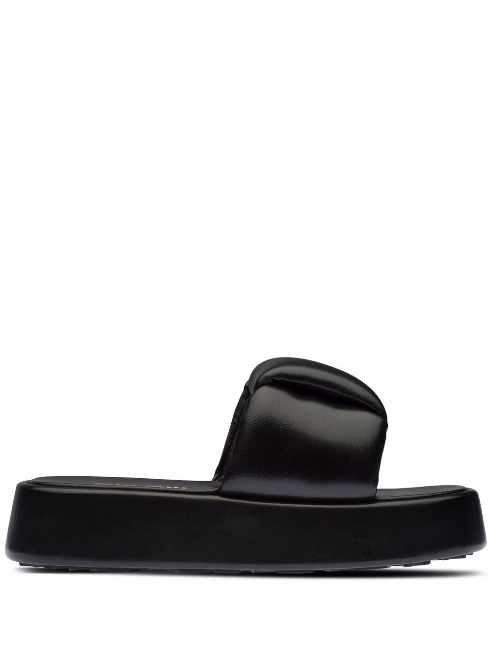 Miu Miu o1la1rc1a0724 Leather Slide in Black Size US 6 / IT 36 - 1 Thumbnail