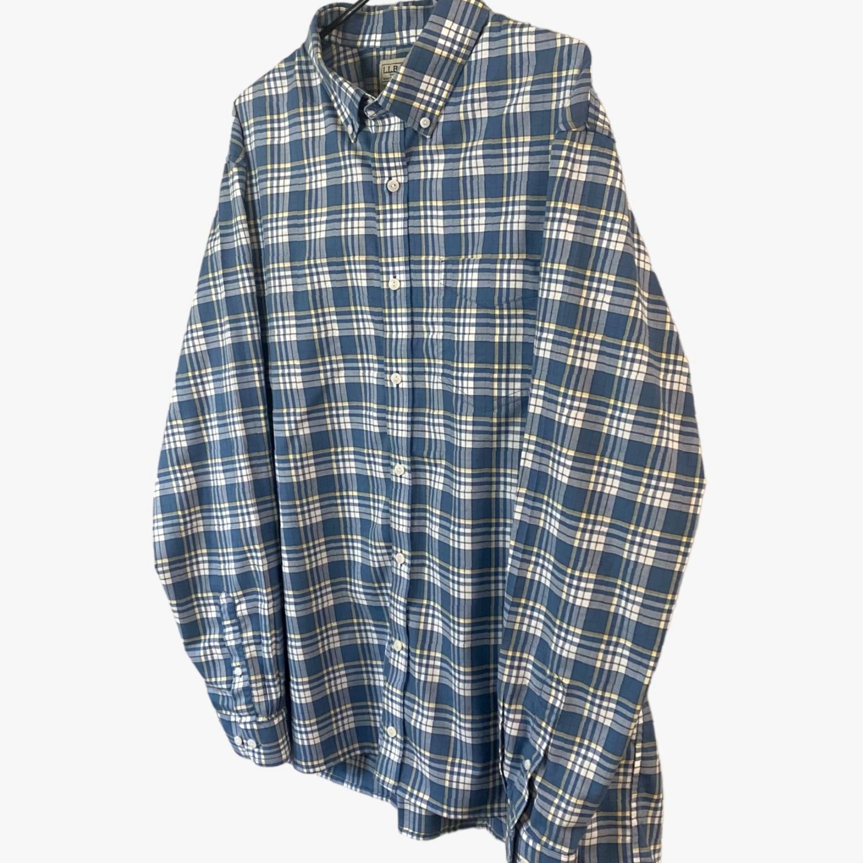 Vintage L.L. Bean Shirt XLT Tall Long Sleeve Traditional Blue Plaid Button Down Mens Size US XL / EU 56 / 4 - 2 Thumbnail