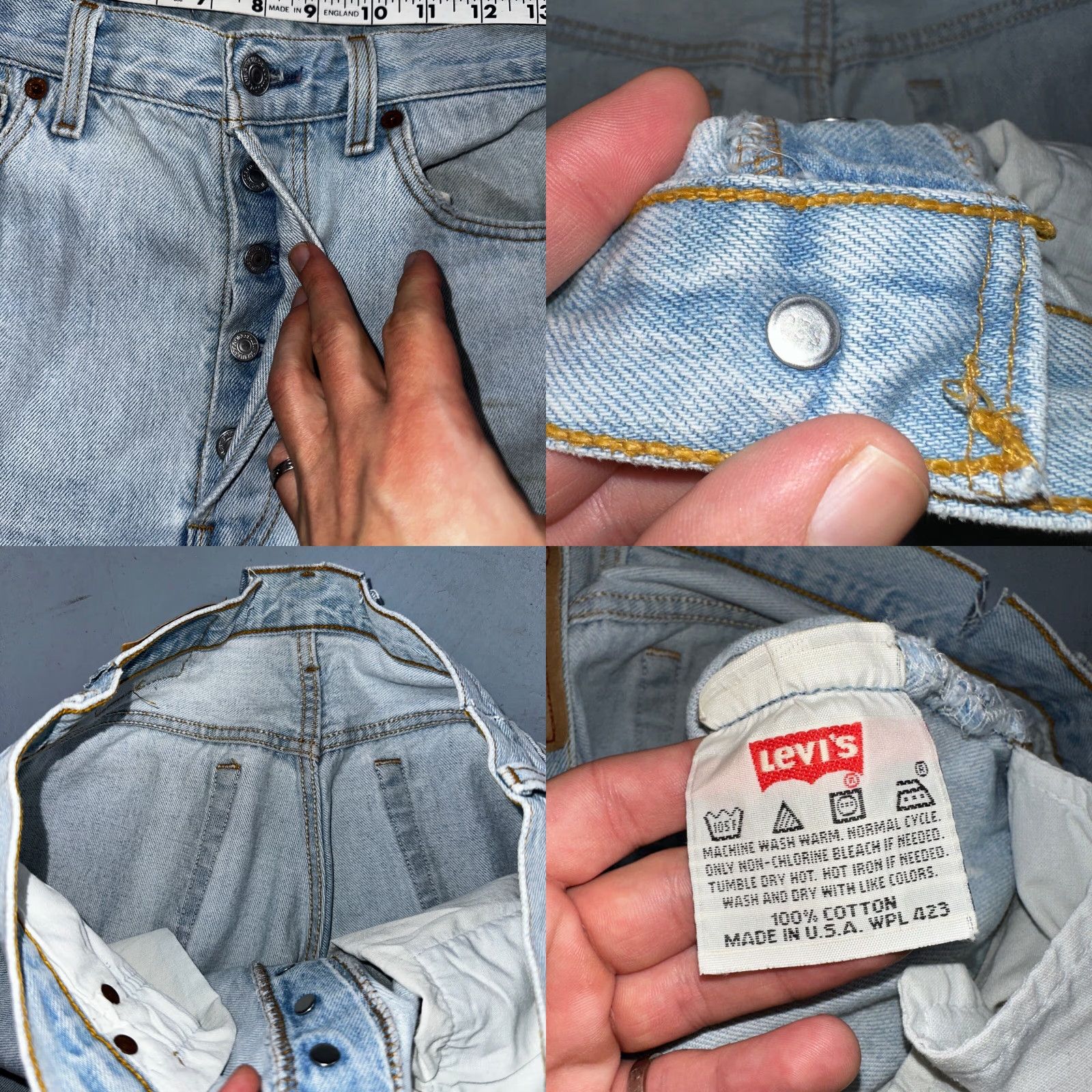 Levi's VINTAGE Levi's 501 Straight Leg Jeans Light Wash 33x34 90s USA Mens Size US 33 - 8 Thumbnail
