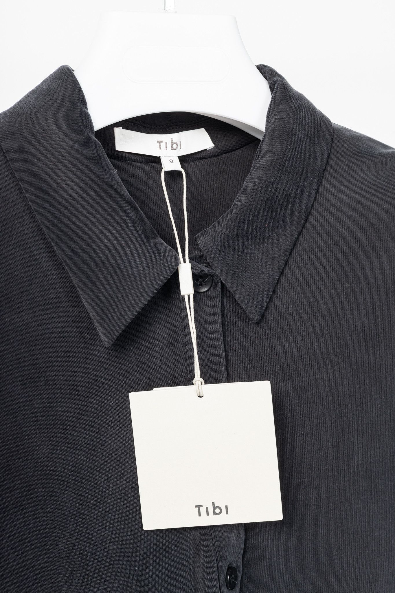 Tibi Tibi Black Deeba Cupro Slim Shirt Size M / US 6-8 / IT 42-44 - 4 Thumbnail