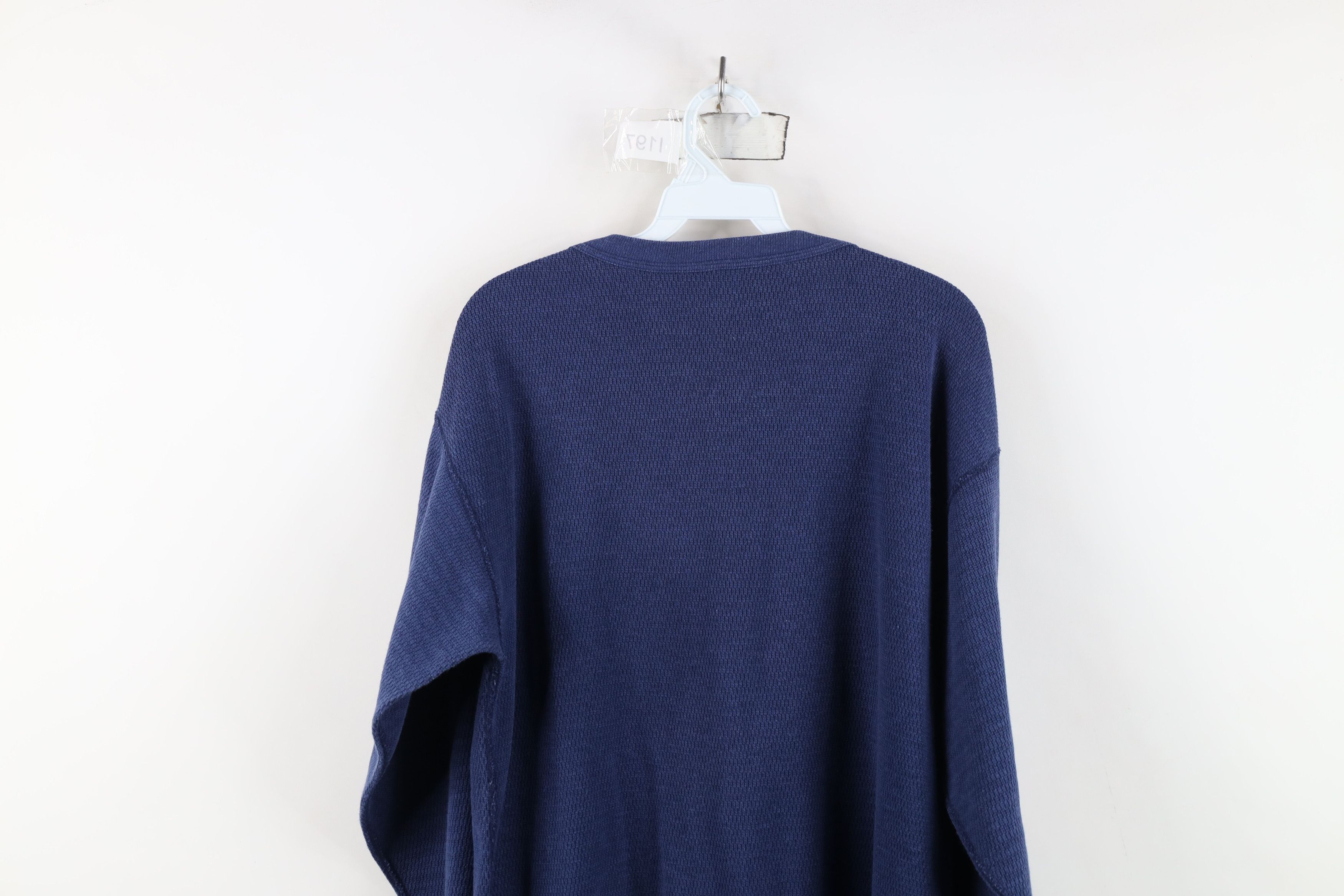 Vintage Vintage 90s Streetwear Thermal Waffle Knit T-Shirt Blue USA Size US XL / EU 56 / 4 - 8 Thumbnail