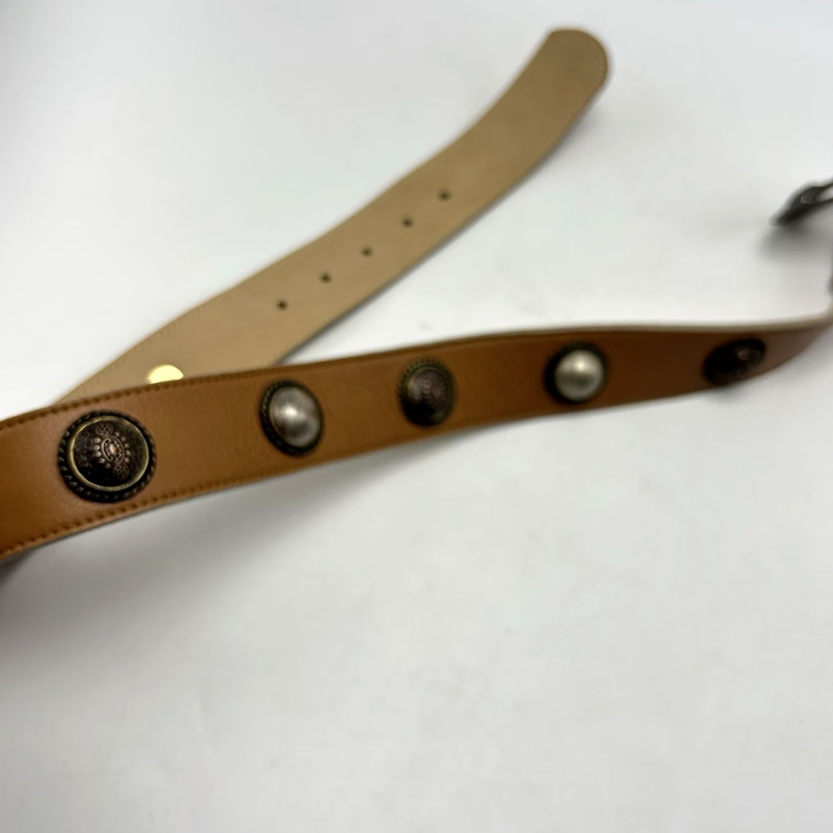 Vintage LEATHEROCK Belt Womens Small Studded Light Brown Leather 9497 Size ONE SIZE - 5 Thumbnail