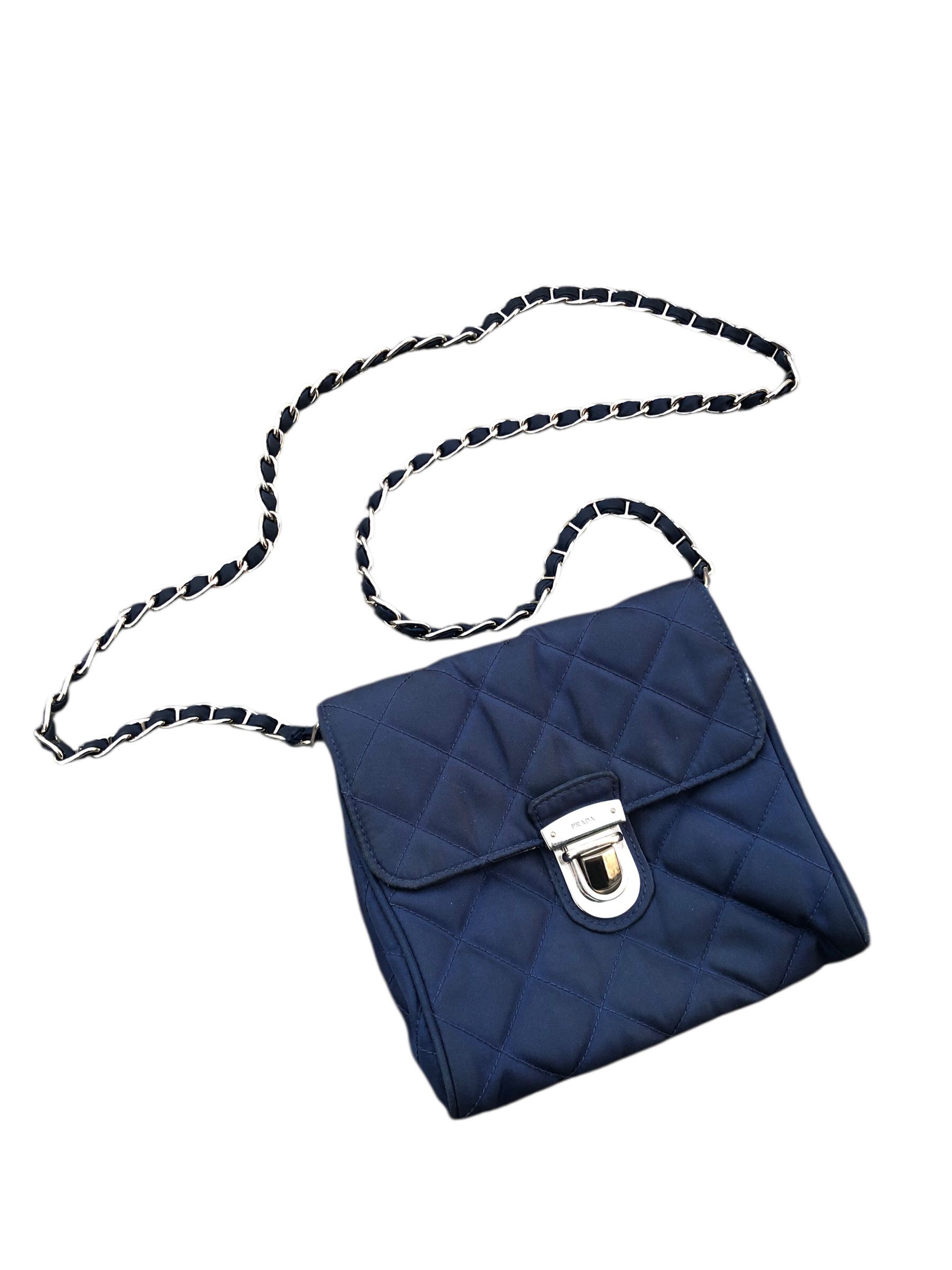 Prada 💯🔥PRADA MILANO Blues Tessuto Impuntu Chain Shoulder Bag Size ONE SIZE - 1 Thumbnail