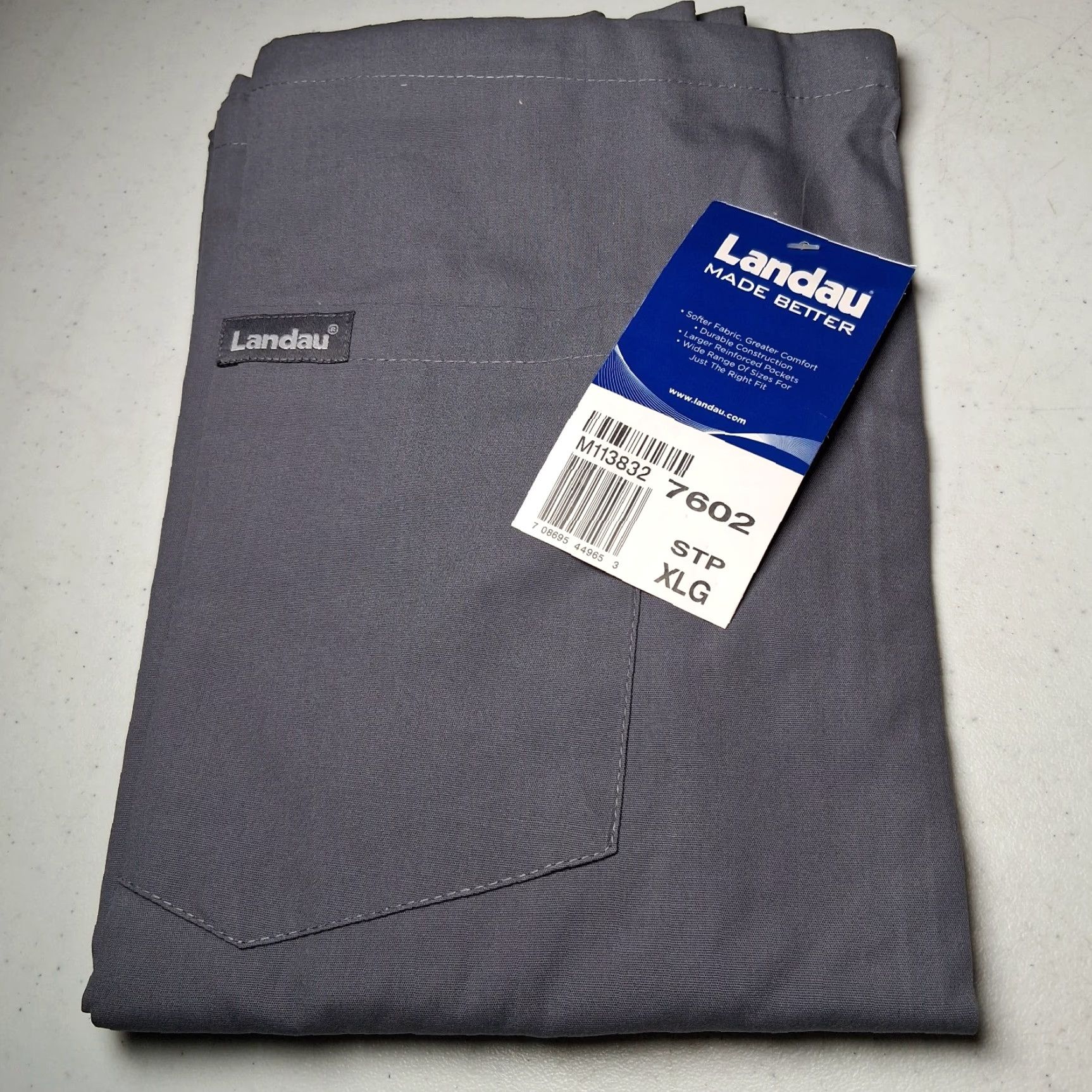 Vintage Landau Scrub Pants Women XL Gray Drawstring Workwear M113832 7602 STP Medical Solid Polyester Cotton Blend Unisex Size US 36 / EU 52 - 3 Thumbnail