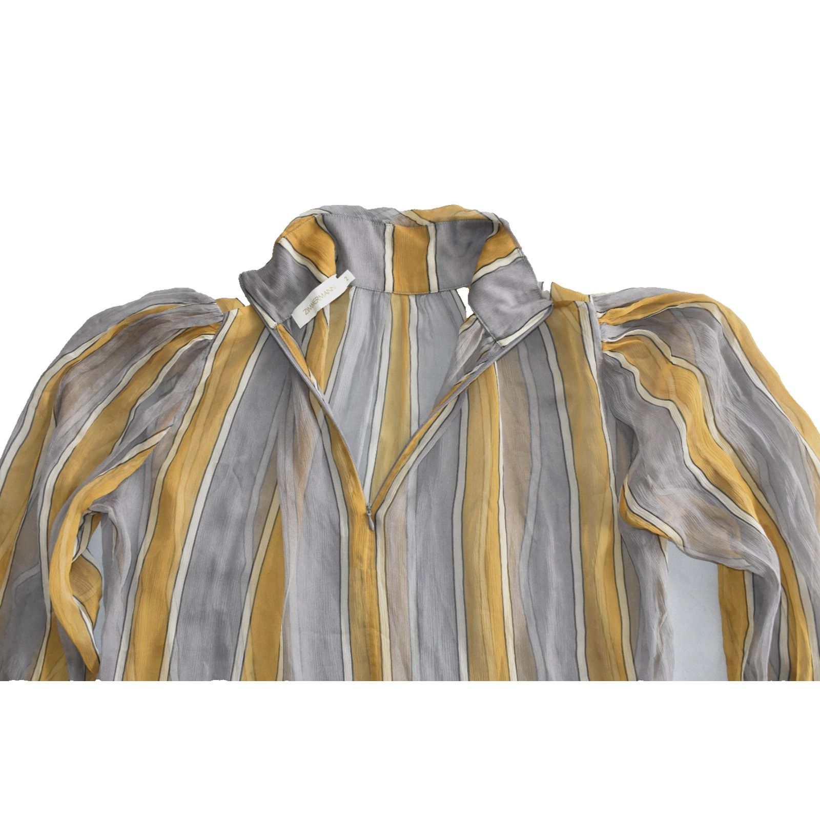 Zimmermann ZIMMERMANN Striped Silk Georgette Sabotage Midi Dress Sz 2 Size XS / US 0-2 / IT 36-38 - 4 Thumbnail