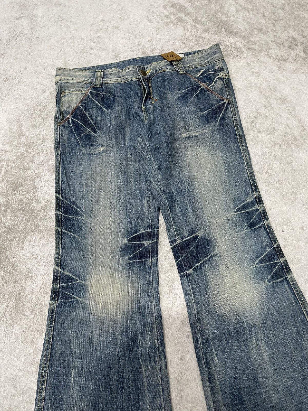 Hysteric Glamour 2000s only japan Super Flared acid wash denim Y2k style Size US 33 - 2 Thumbnail