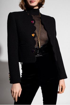 Saint Laurent Paris o1bcso1str1124 Cropped Jacket in Black Size XS / US 0-2 / IT 36-38 - 4 Thumbnail