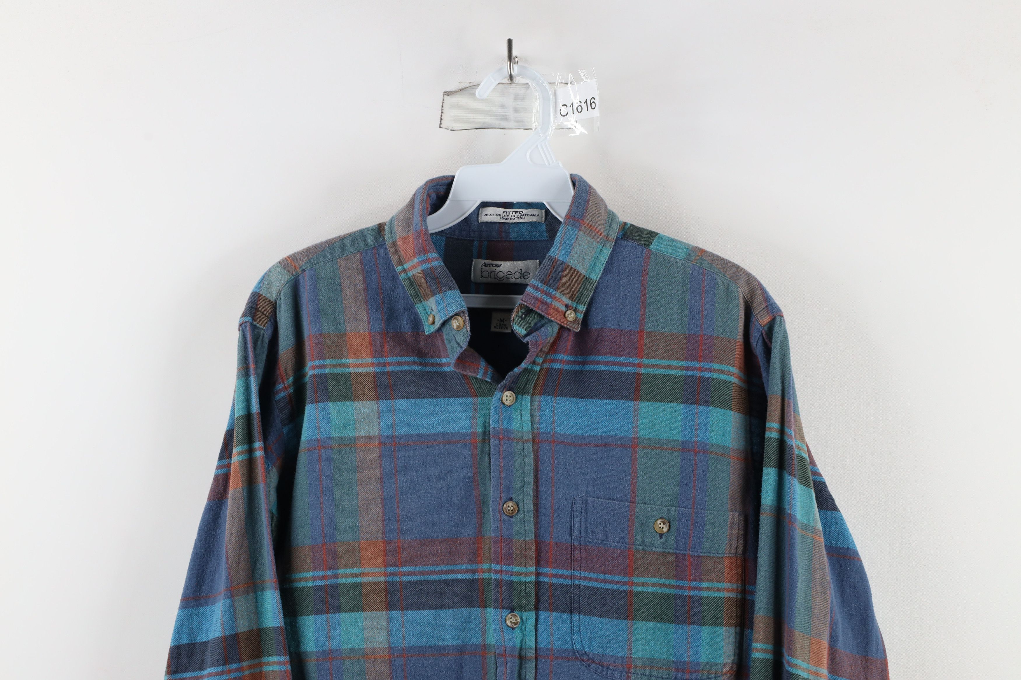 Vintage Vintage 90s Streetwear Rainbow Plaid Flannel Button Shirt Size US L / EU 52-54 / 3 - 2 Thumbnail