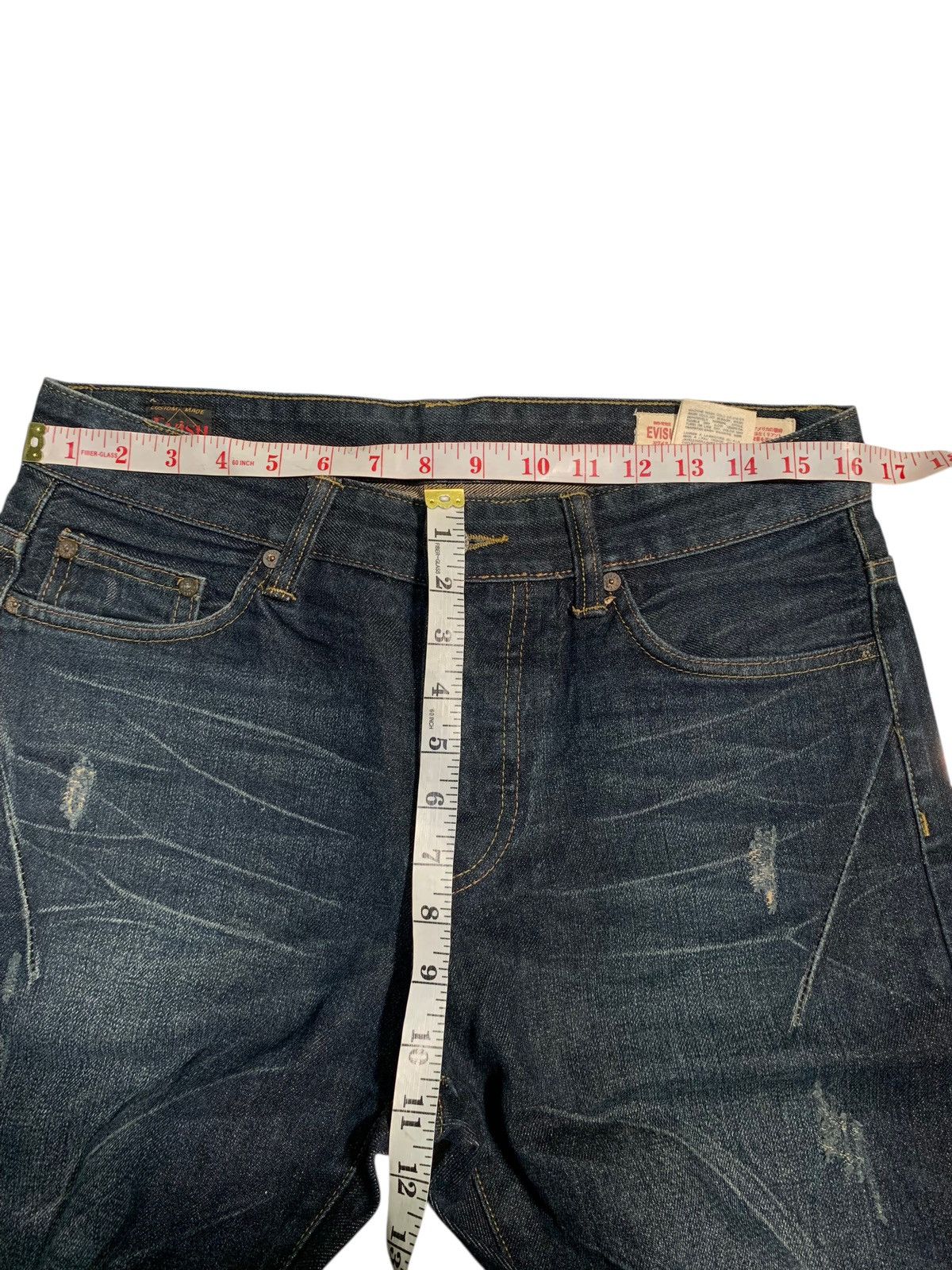 Evisu EVISU SEAGULL SELVEDGE 13OZ BUTTON FLY SHORT DENIM Size US 33 - 19 Thumbnail