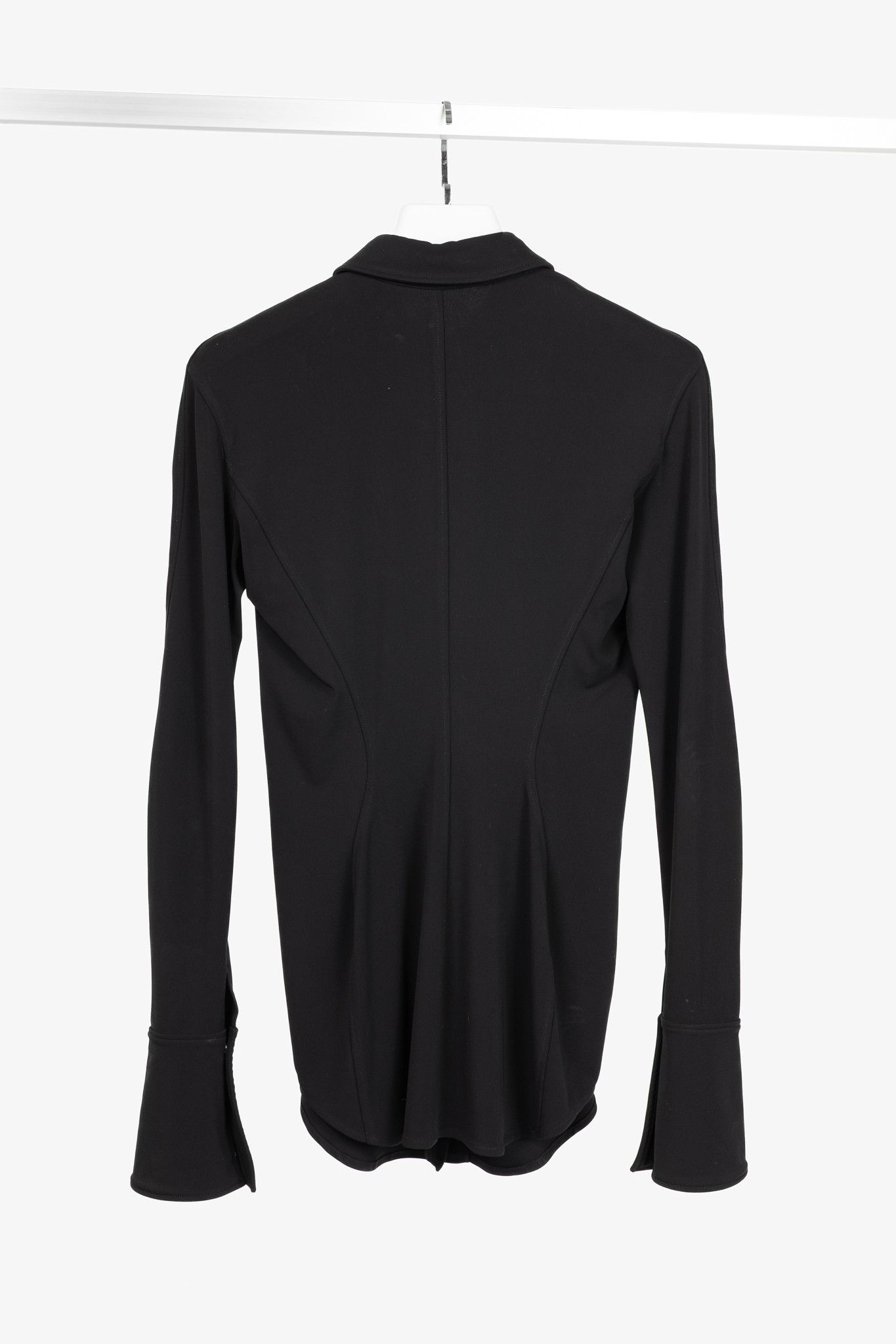 Mugler Mugler Black Long-Sleeved Stretch-Jersey Shirt Size M / US 6-8 / IT 42-44 - 2 Thumbnail