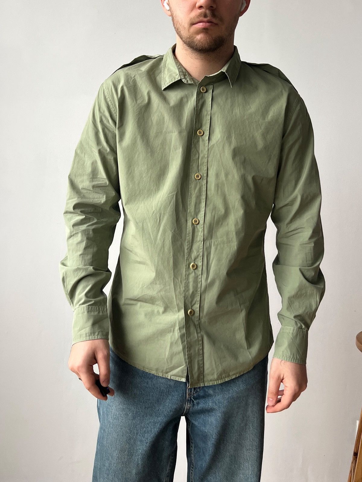 Bottega Veneta Bottega Veneta Men’s Cotton Green Shirt Size48 Made In Italy Size US M / EU 48-50 / 2 - 1 Thumbnail