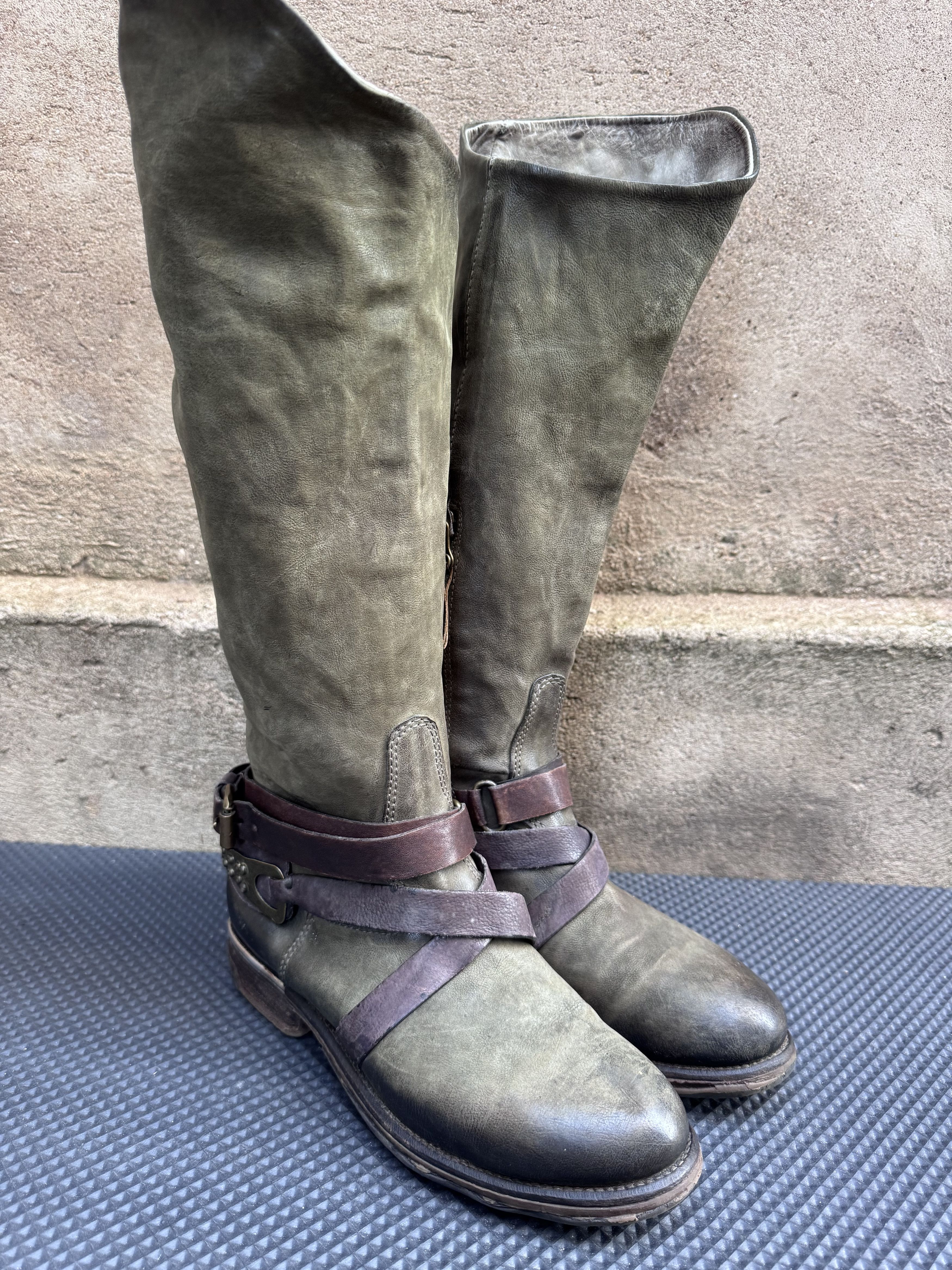 A.S.98 Airstep A.S.98 Combat Buckle Tall High Boots Green Size US 7 / IT 37 - 4 Thumbnail