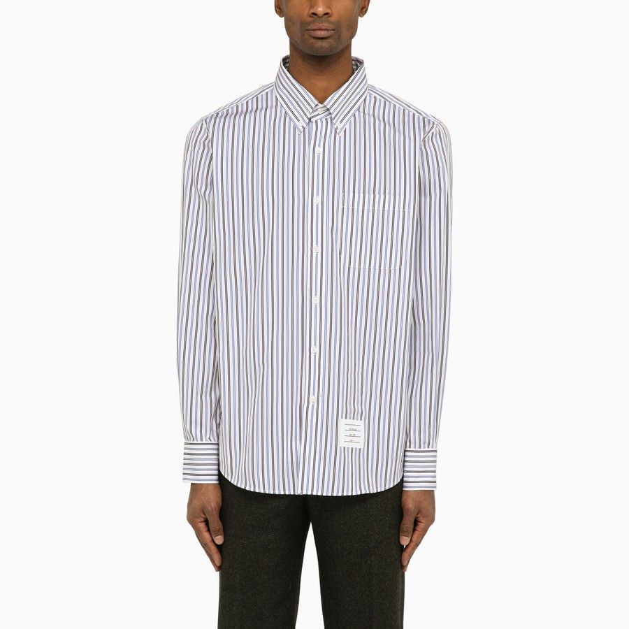 Thom Browne o1d2blof0724 Striped Poplin Shirt in Multicolor Size US XL / EU 56 / 4 - 1 Thumbnail