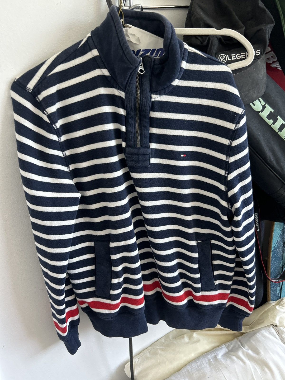 Tommy Hilfiger Tommy Hilfiger Blue Striped Quarter Zip Size US S / EU 44-46 / 1 - 4 Thumbnail