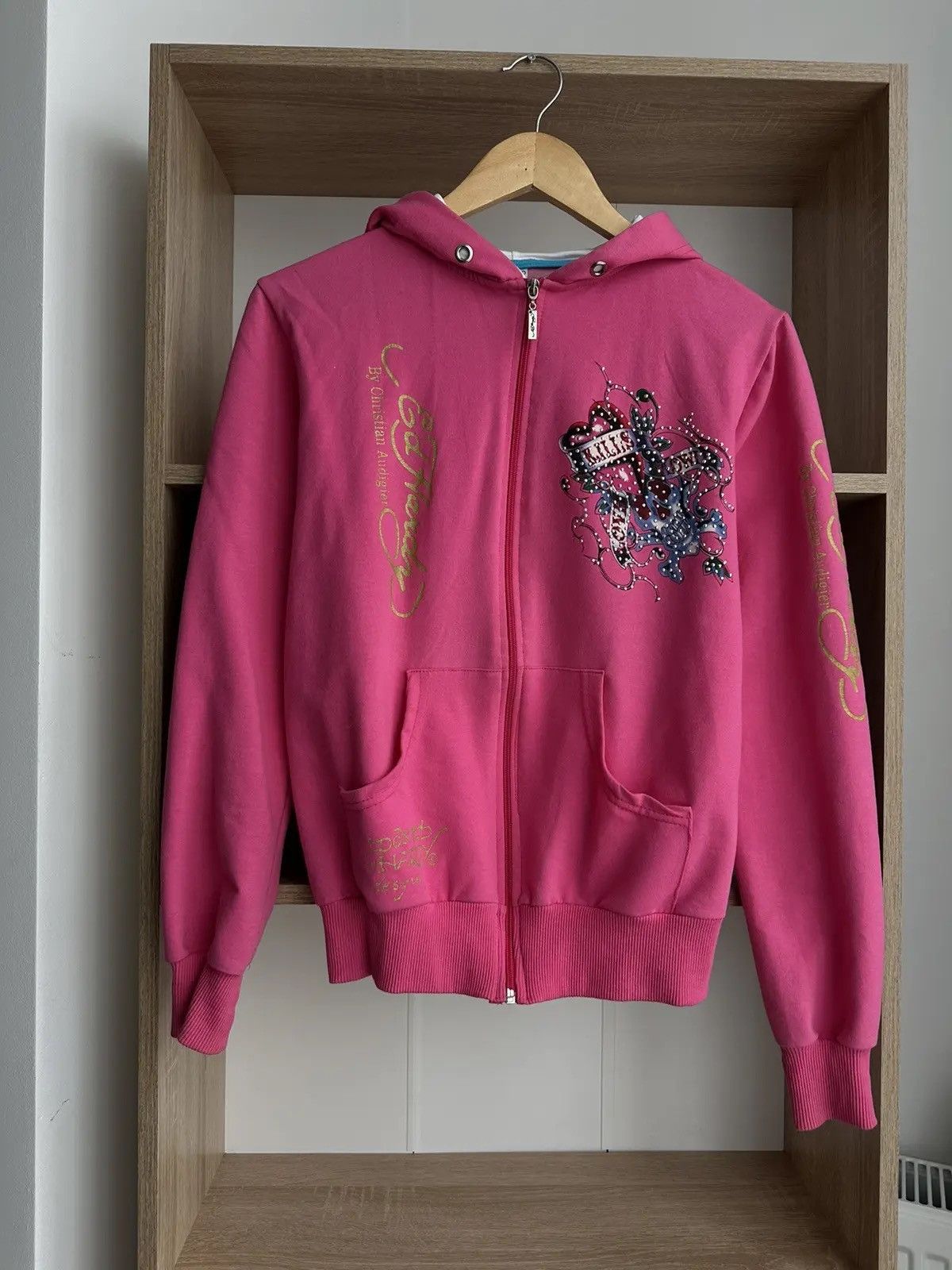 Vintage Ed Hardy Christian Audigier Pink Hoodie