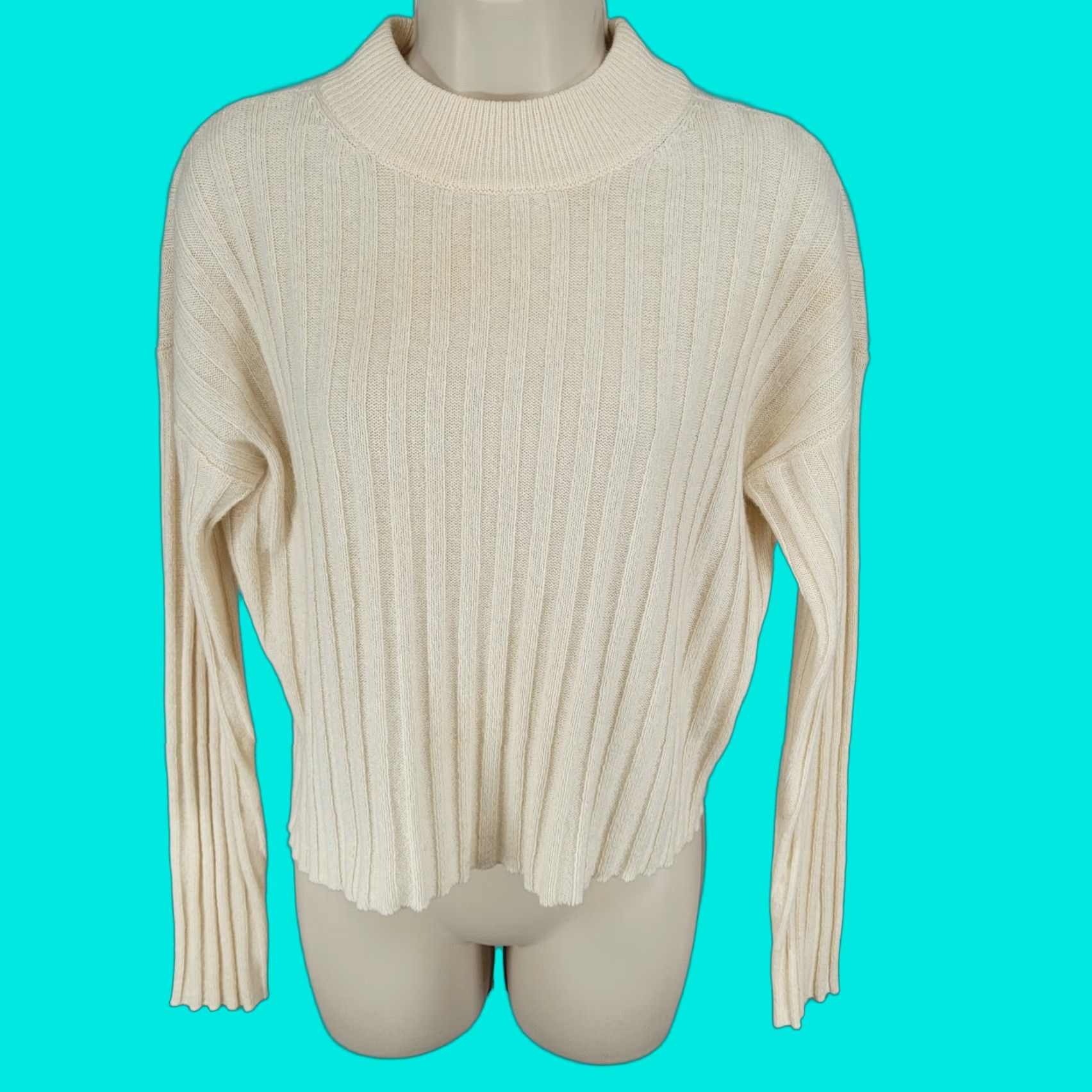 Madewell Madewell Sweater Ivory Wool Blend Ribbed Boxy Pullover Crew Neck Size Small S Size S / US 4 / IT 40 - 1 Thumbnail