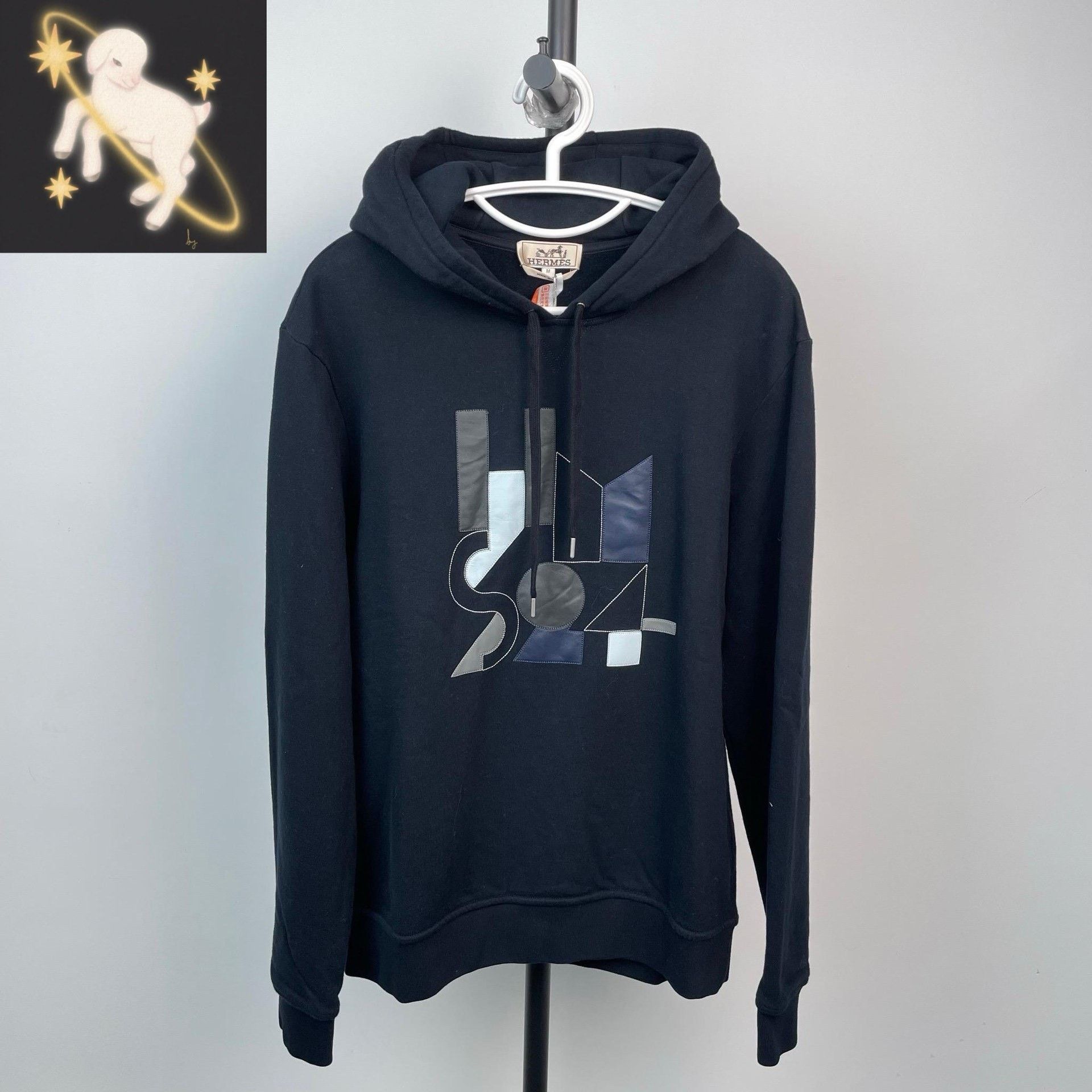Hermes Hermes Leather Graphic Black Hoodie M Women Size M / US 6-8 / IT 42-44 - 1 Thumbnail