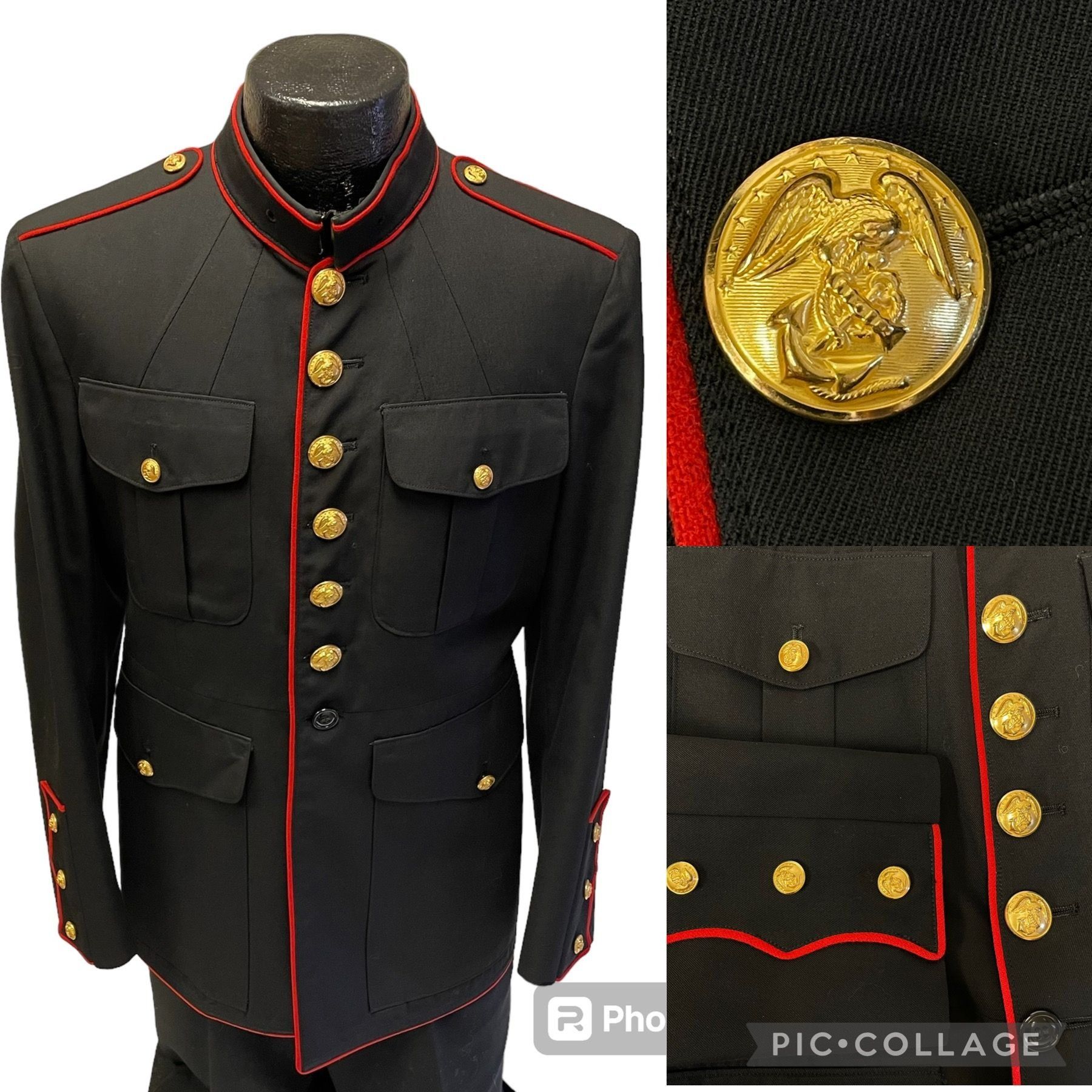 Other Vtg USMC Military Dress Blues Sport Coat Black Jacket Size 40R - 1 Thumbnail
