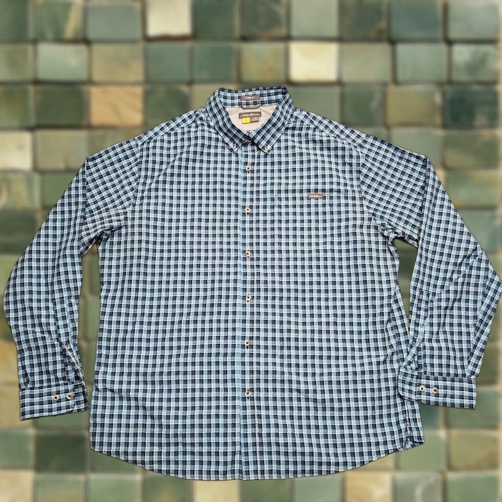 Eddie Bauer VINTAGE Eddie Bauer Shirt Mens XL Blue Plaid Button-Down Long Sleeve Outdoor (if not vintage, omit VINTAGE). Size US XL / EU 56 / 4 - 1 Thumbnail