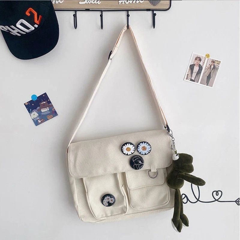 Other Canvas Crossbody Roomy Solid Streetwear Bags Size ONE SIZE - 2 Thumbnail