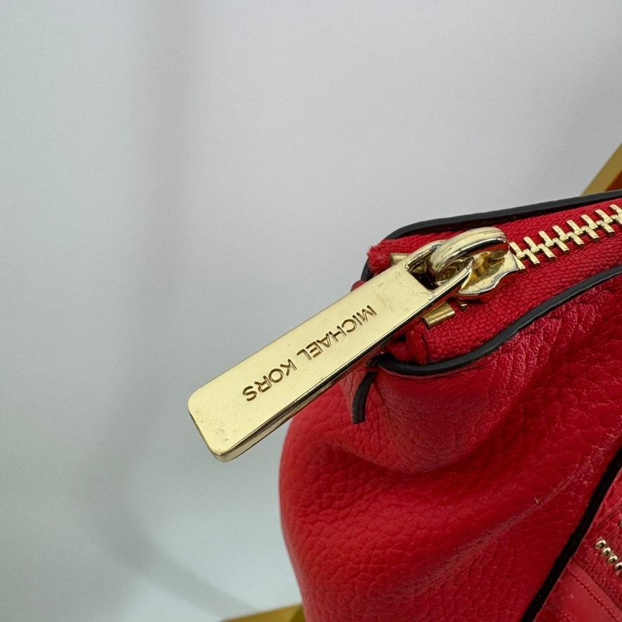 Michael Kors Michael Kors Riley Red Studded Leather Satchel MK Charm Bag Size ONE SIZE - 5 Thumbnail
