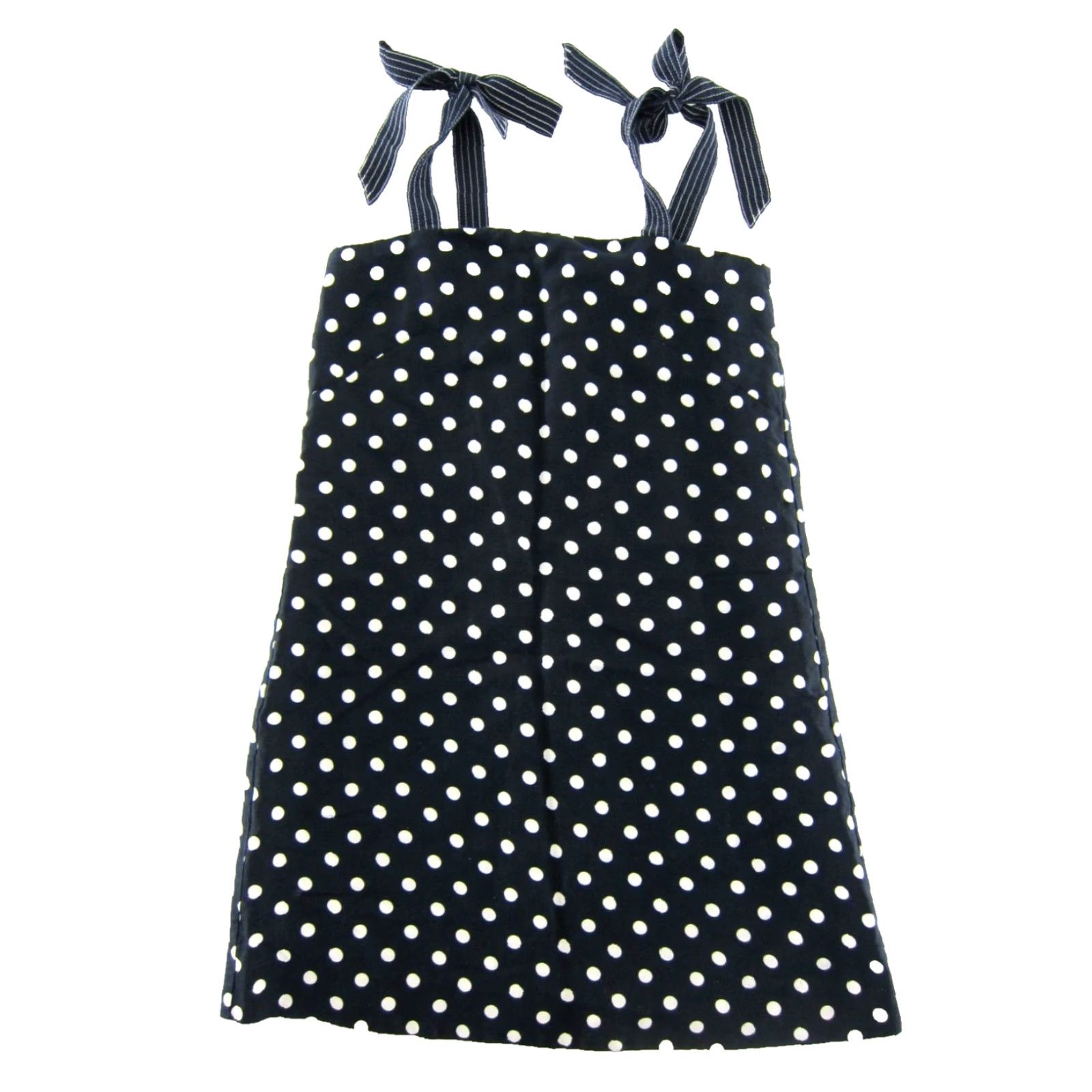 J.Crew J.CREW Linen Navy Blue White Polka Dot Tie Shoulder Smock Tank Sun Dress 4 Size S / US 4 / IT 40 - 2 Thumbnail