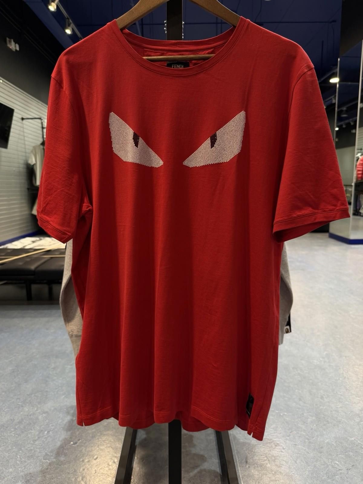 Fendi FENDI Men's Size- (58) Red Cotton Silver Eyes T-Shirt $700 Size US XL / EU 56 / 4 - 3 Thumbnail