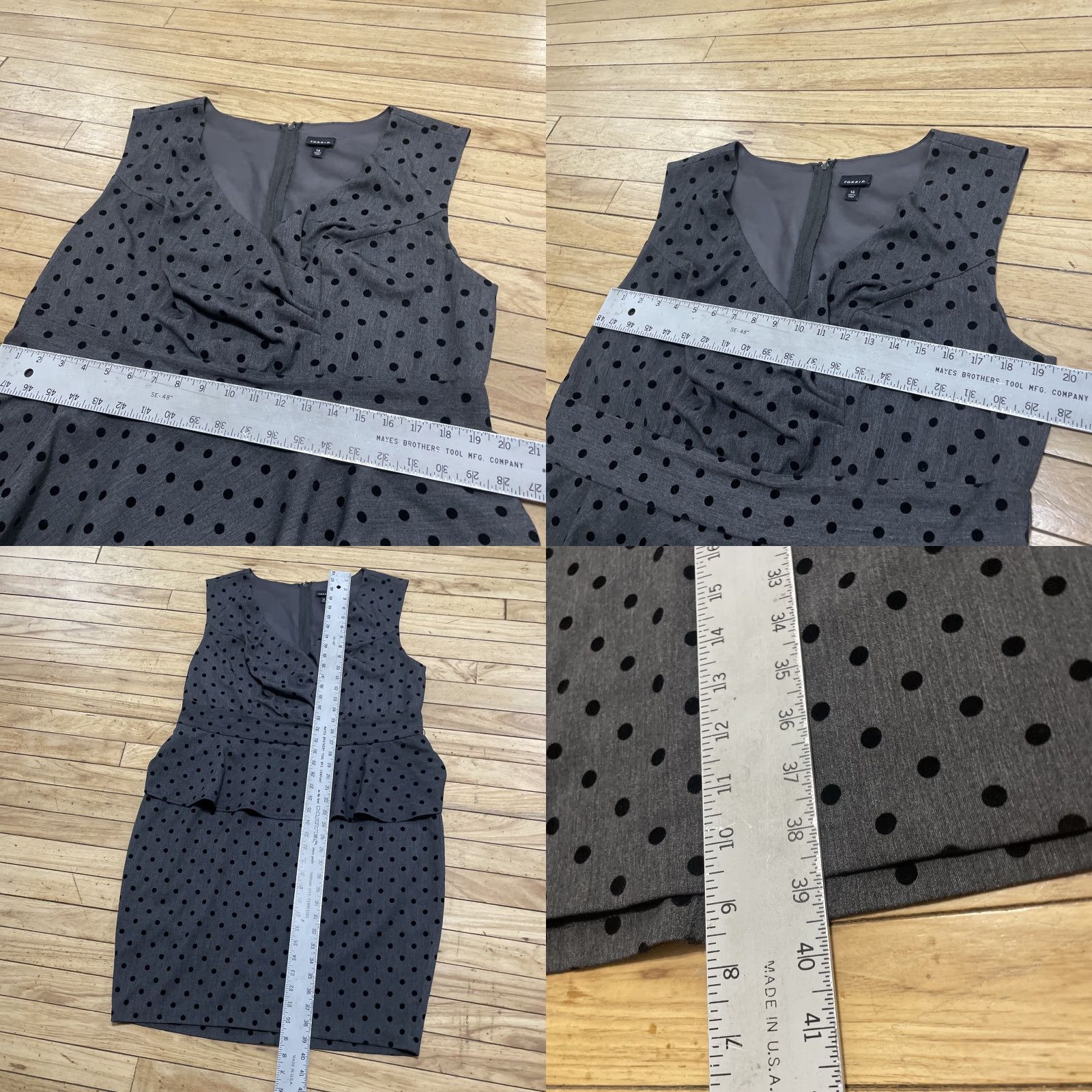 Torrid Torrid Velvet Polka Dot Ruffle Dress Women 14 Gray Black Work Professional Party Cocktail Sleeveless Midi V-Neck Stretch Sheath Vintage Theme Retro Size XL / US 12-14 / IT 48-50 - 8 Thumbnail