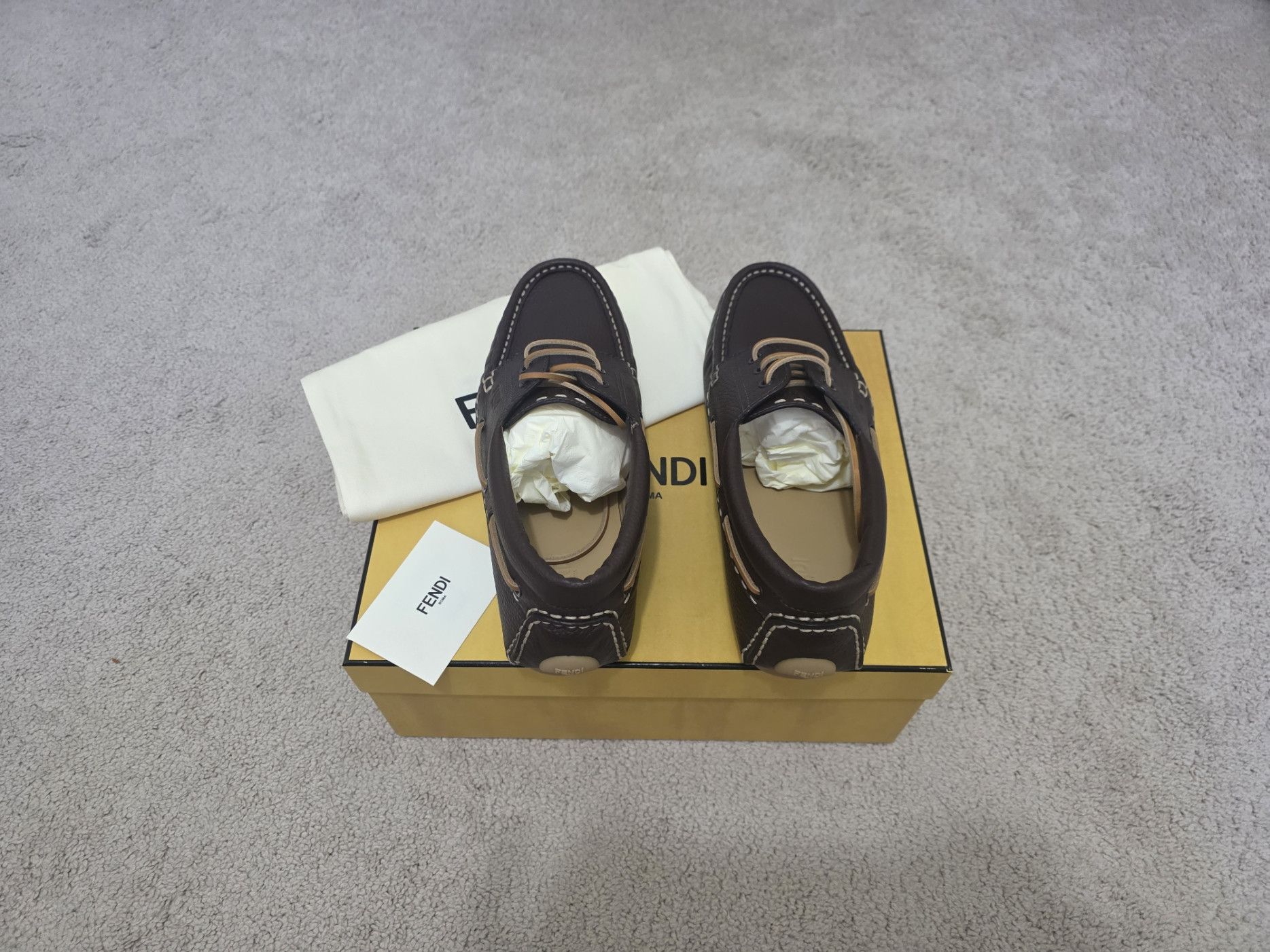 Fendi Fendi Deck Brown Leather Logo Boat Shoes Loafers Size US 9 / EU 42 - 5 Thumbnail