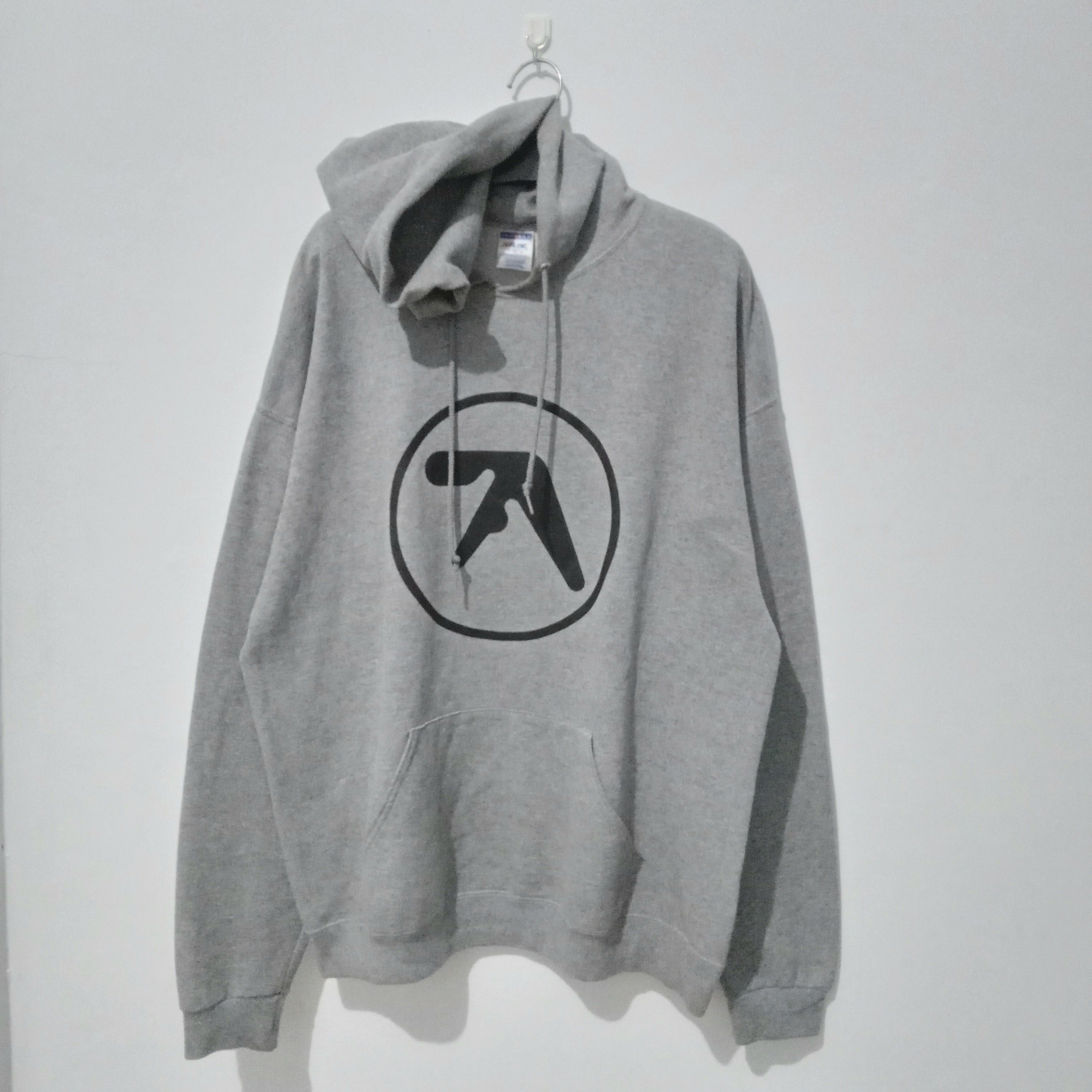 image of Band Tees x Good Music Merchandise Aphex Twin Iconic Logo Hoodie in Mist Grey, Men's (Size XL)