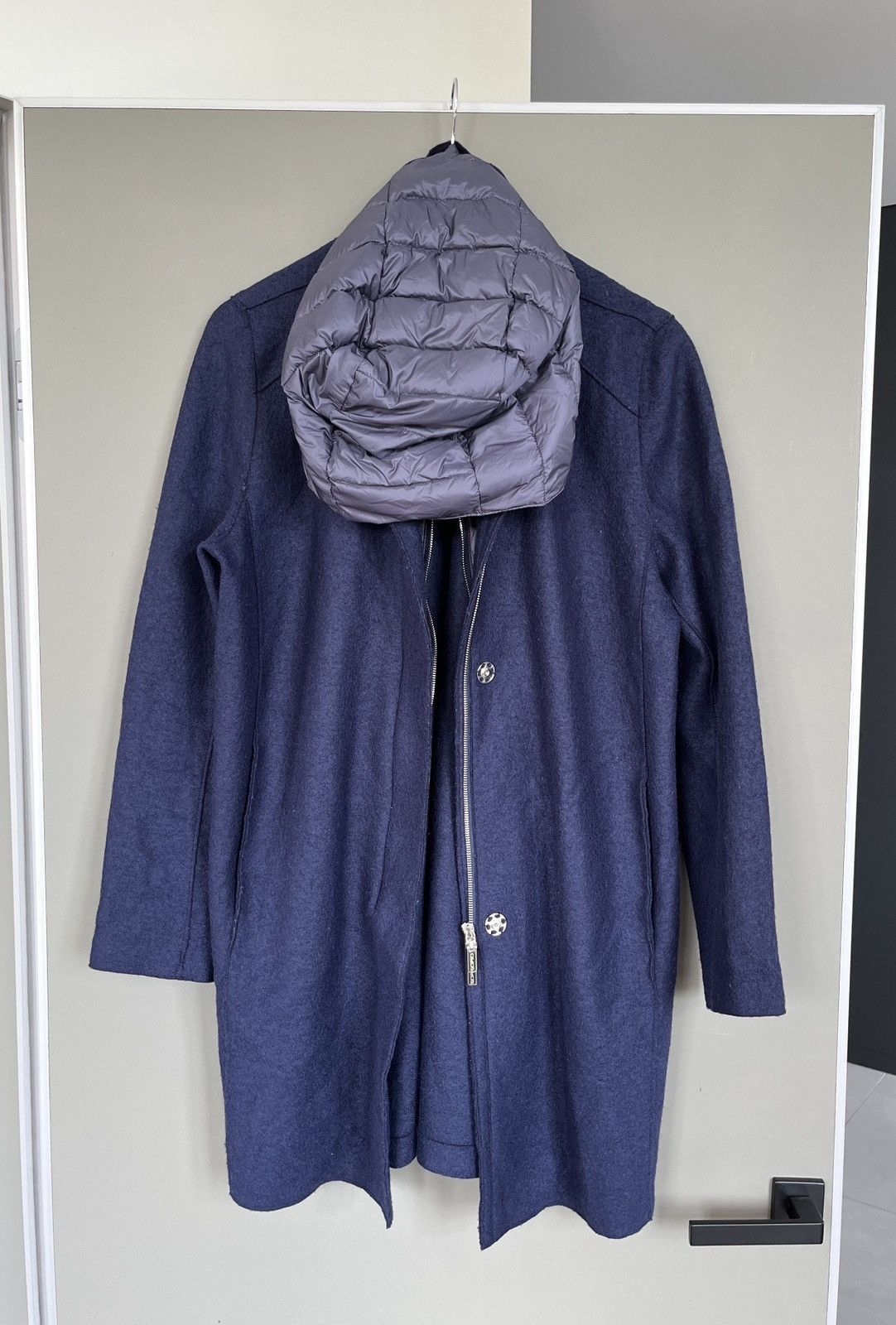 Gimo's Gimos Blue Wool Parka w/ Detachable Down Hood & Vest Size L / US 10 / IT 46 - 4 Thumbnail