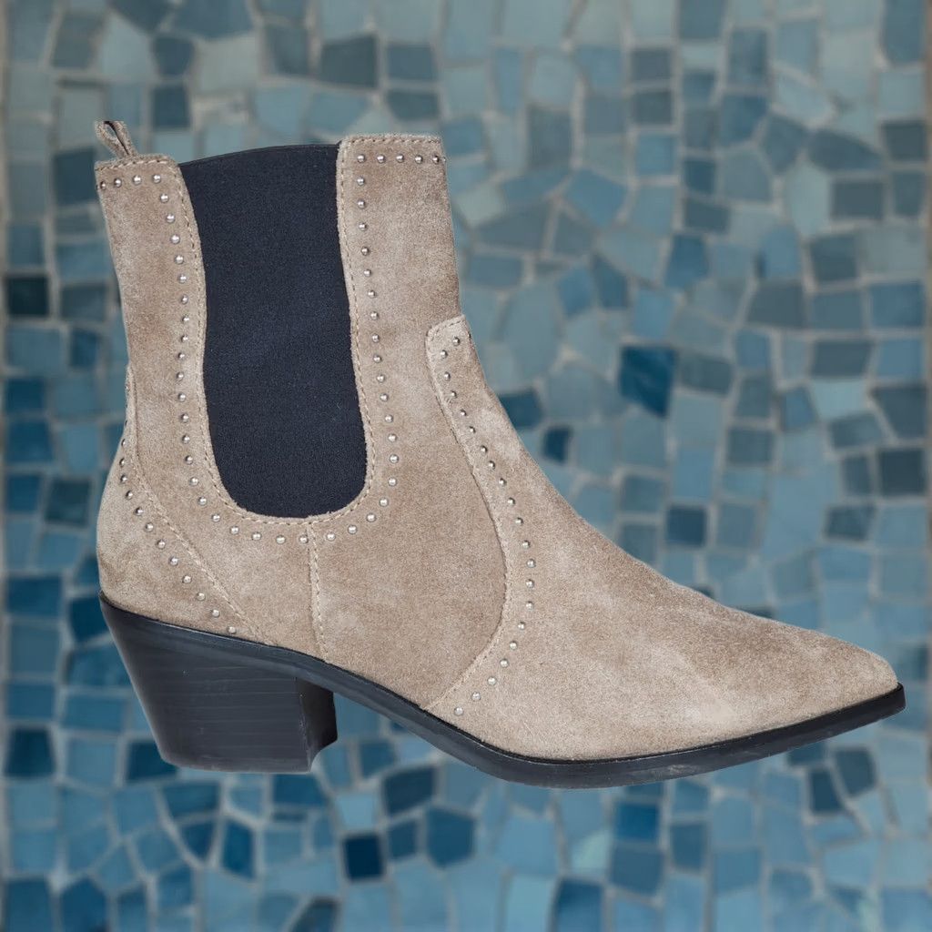 Paige PAIGE Willa Studded Suede Leather Chelsea Ankle Boots Boots Women's Size US 9 Taupe Pointed Toe Block Heel Studded Chelsea Ankle Booties EUC Size US 9 / IT 39 - 1 Thumbnail