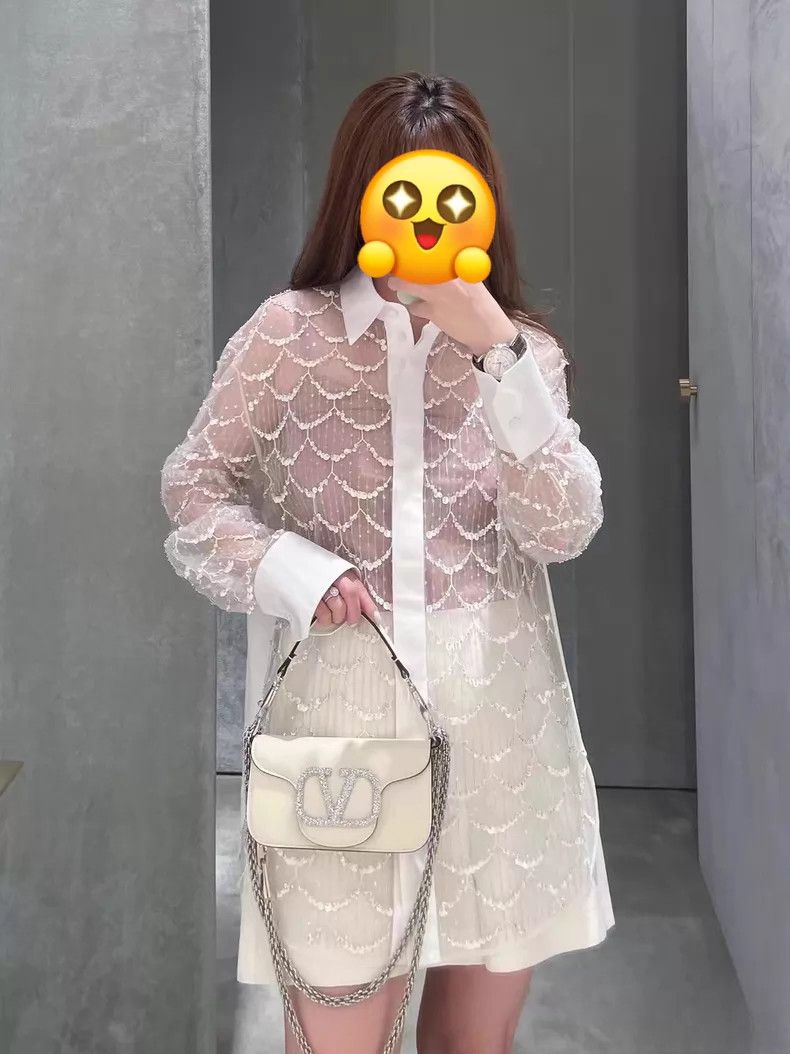Valentino Valentino White beaded mesh shirt Size M / US 6-8 / IT 42-44 - 6 Thumbnail