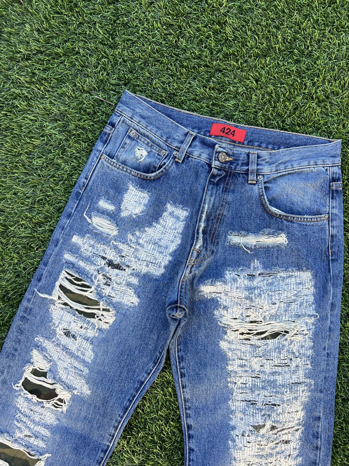 424 Big daddy ripped denim Size US 31 - 4 Thumbnail