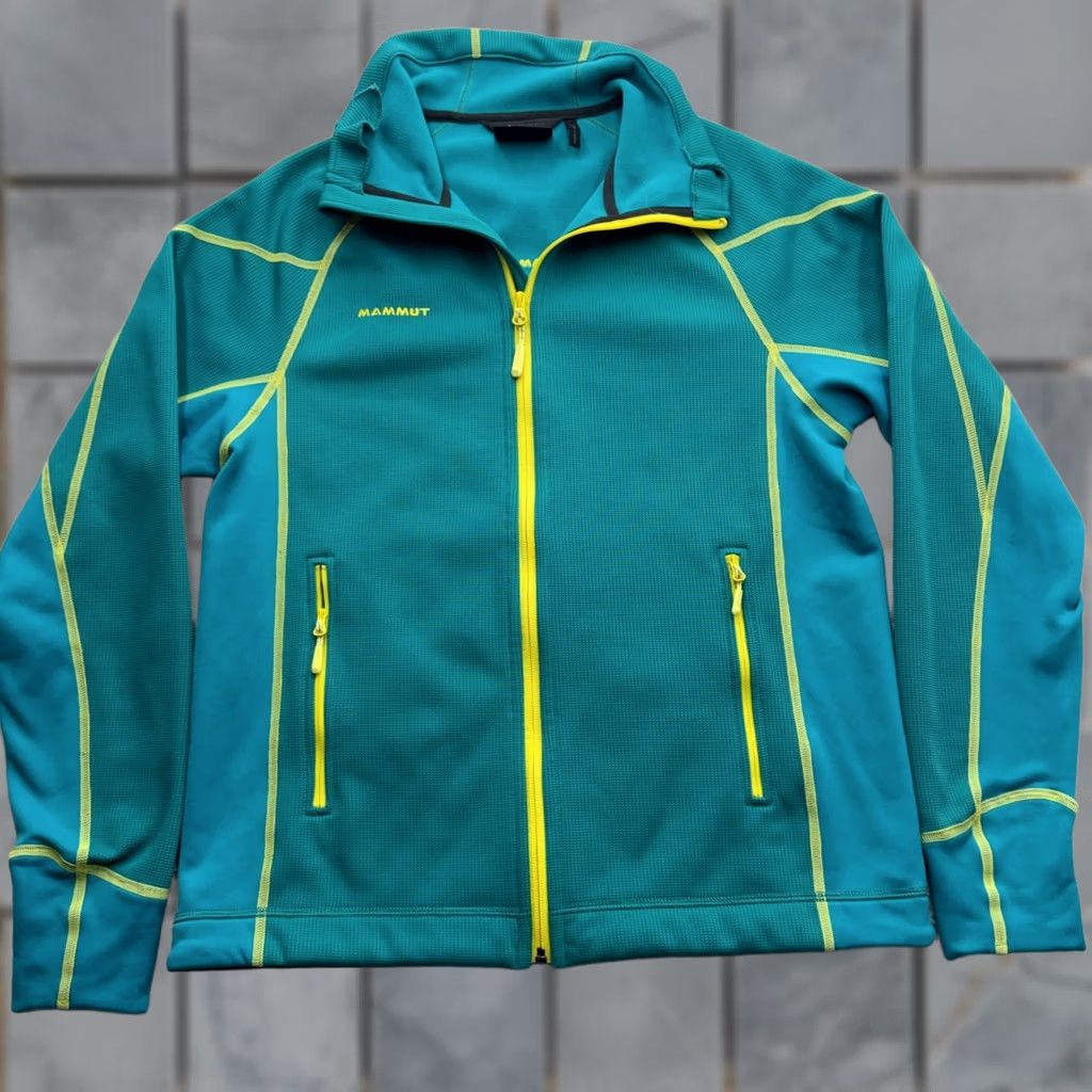 Mammut Mammut Womens Teal Lime Green Full Zip Grid Fleece Jacket L Hiking Gorpcore Size L / US 10 / IT 46 - 1 Thumbnail