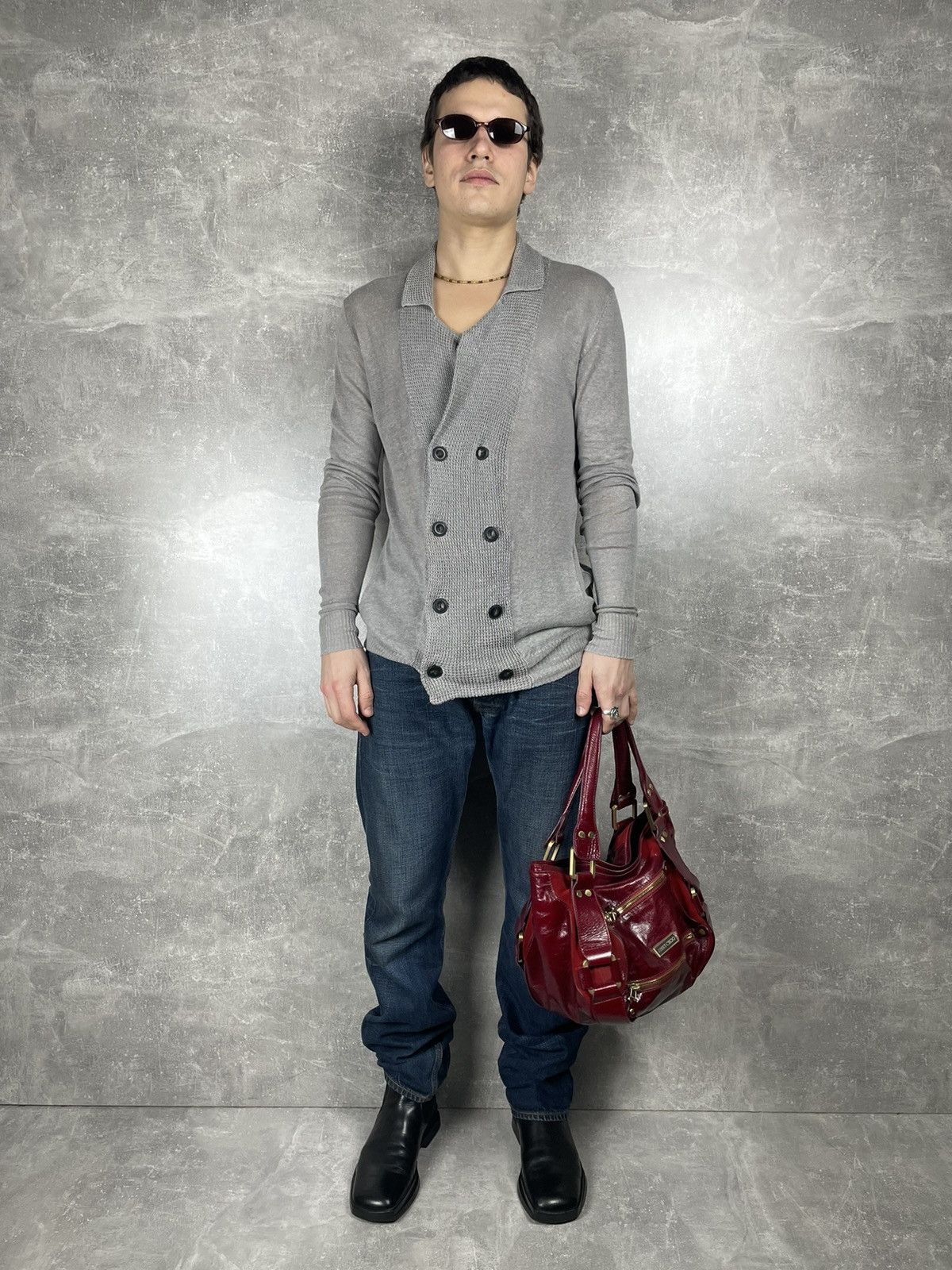 Diesel Black Gold × Vintage Diesel Black Gold Knitted 100% Linen Avant Garde Cardigan Size US S / EU 44-46 / 1 - 2 Thumbnail