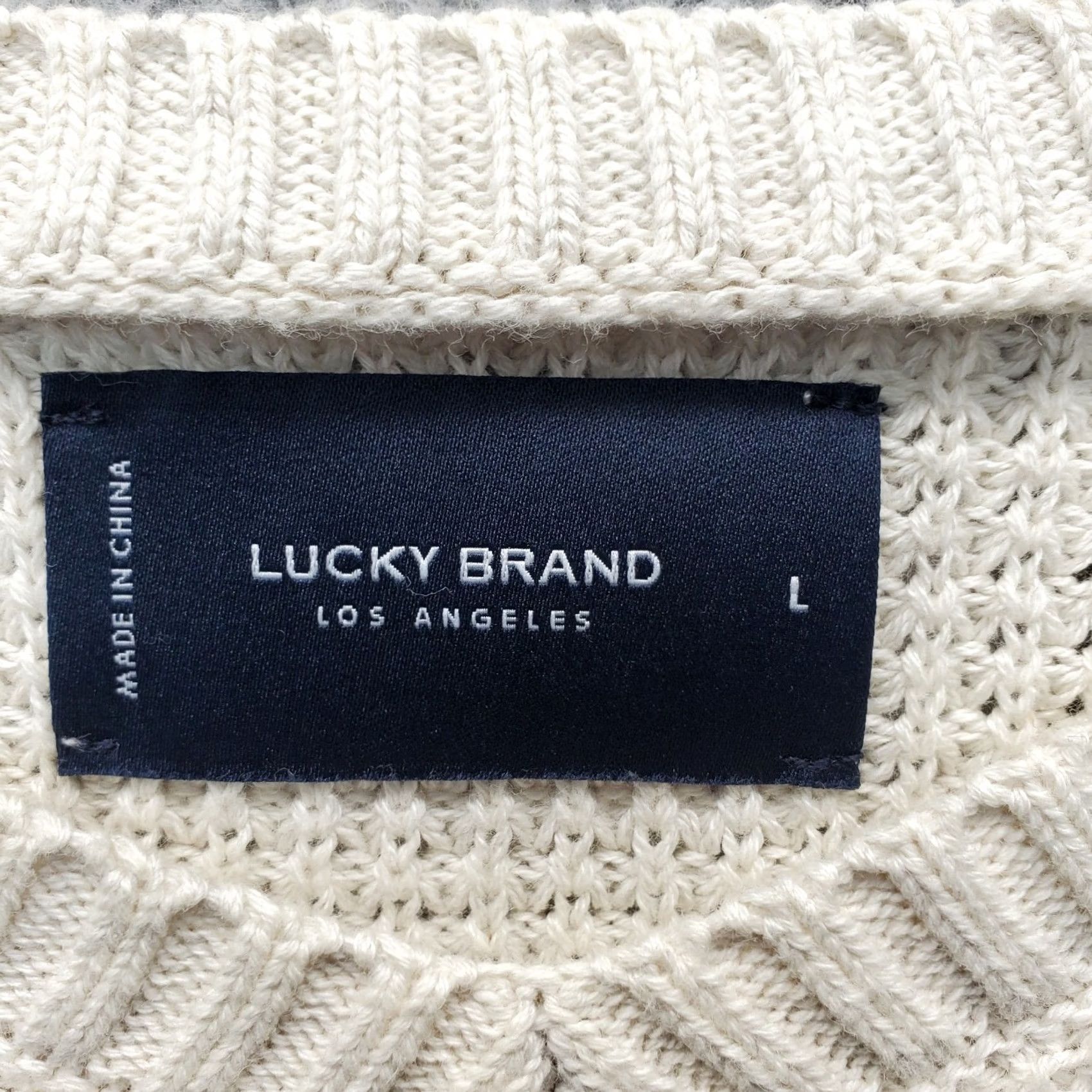 Lucky Brand Lucky Brand Mens Sweater V-Neck Raglan Long Sleeve Waffle-Knit Tan Pullover Size L Size US L / EU 52-54 / 3 - 5 Thumbnail