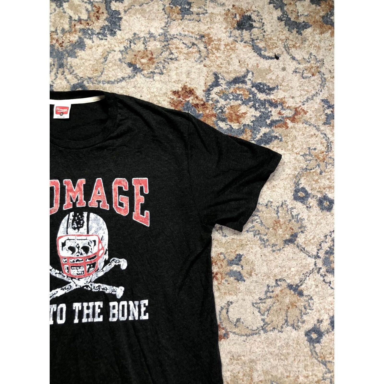 Vintage Homage Shirt Mens XL Gray Bad To The Bone Football Skull Graphic Tee Size US XL / EU 56 / 4 - 4 Thumbnail