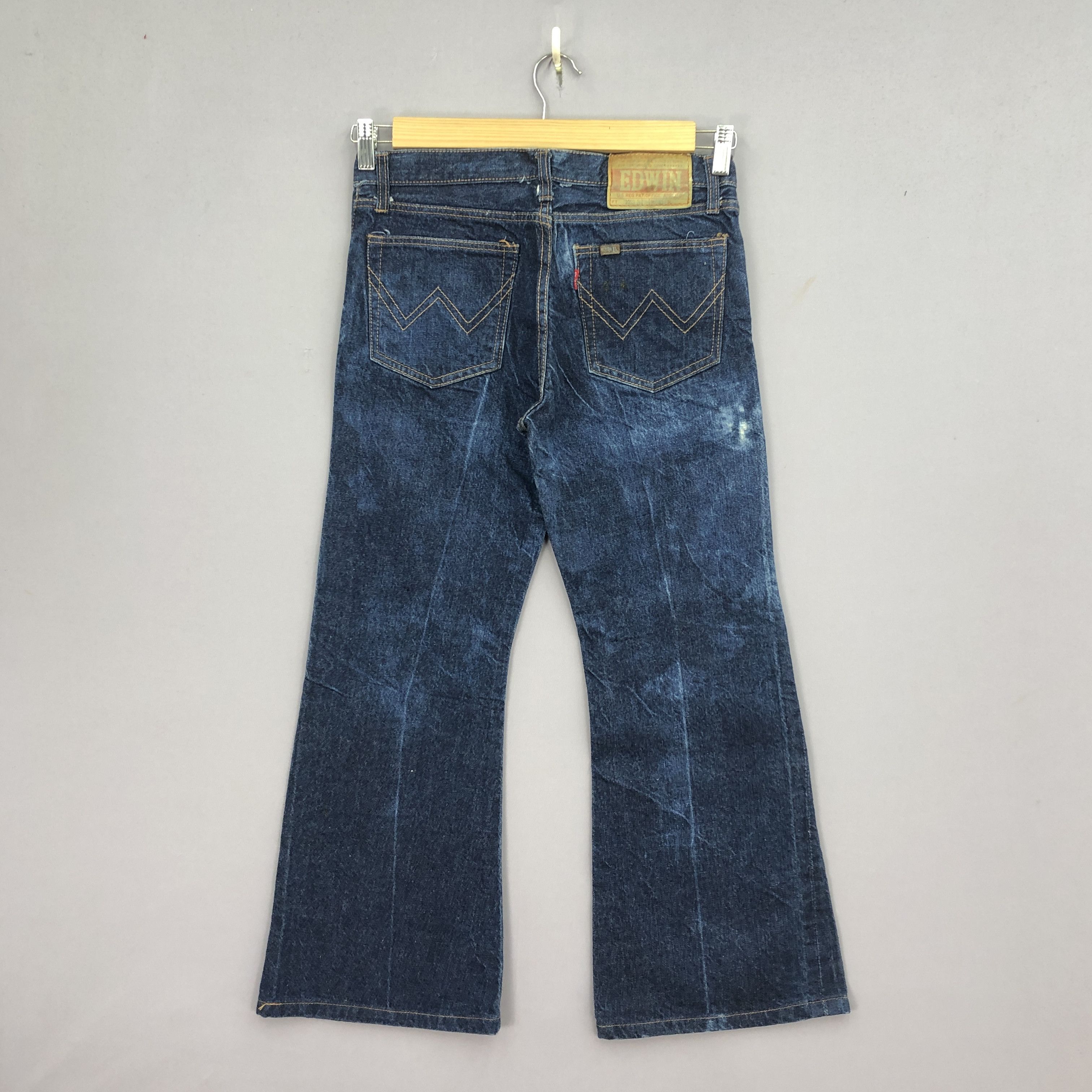 Japanese Brand Vintage 70s Edwin Flare Jeans Bootcut Wide Leg Denim GF30286 Size 24" / US 00 / IT 34 - 2 Thumbnail