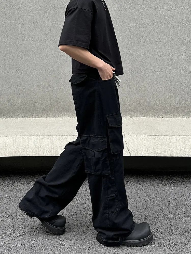 Japanese Brand × Jean Black Cargo Denim Jeans Size US 30 / EU 46 - 1 Thumbnail