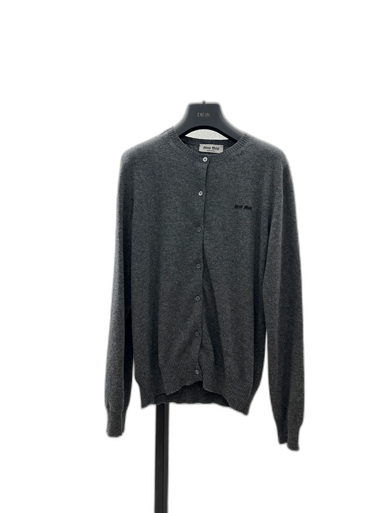Prada Miu Miu Gray Cashmere Cardigan Sweater-2506 Size L / US 10 / IT 46 - 1 Thumbnail
