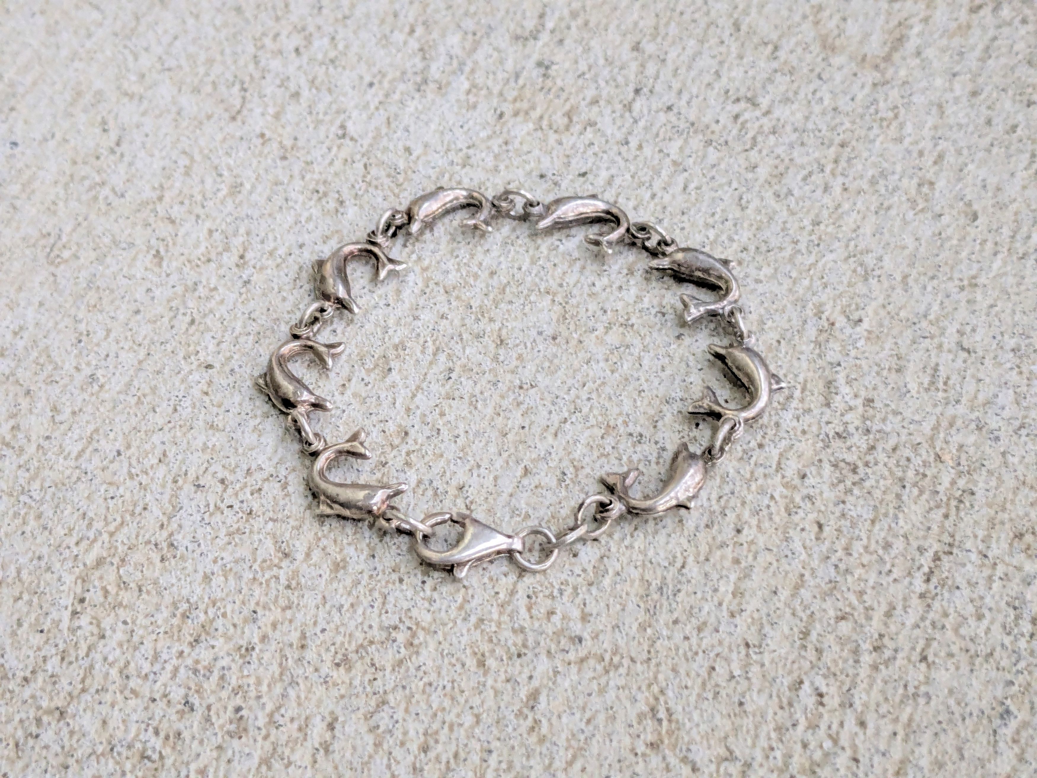 Jewelry × Vintage Vintage Sterling Silver Bracelet Dolphin 7.25" Animal Y2K Size ONE SIZE - 1 Thumbnail