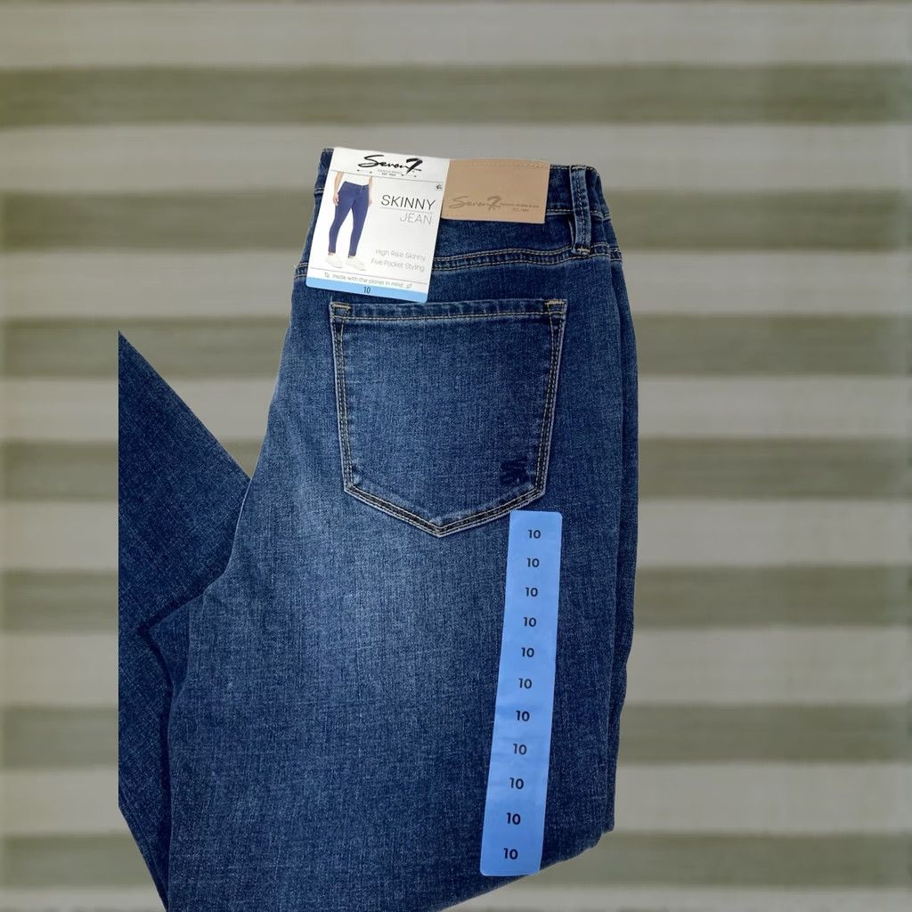 Vintage Seven7 Jeans Women 10 34X31 Blue Denim High Rise Stretch Medium Wash NWT Skinny Size 24" / US 00 / IT 34 - 1 Thumbnail