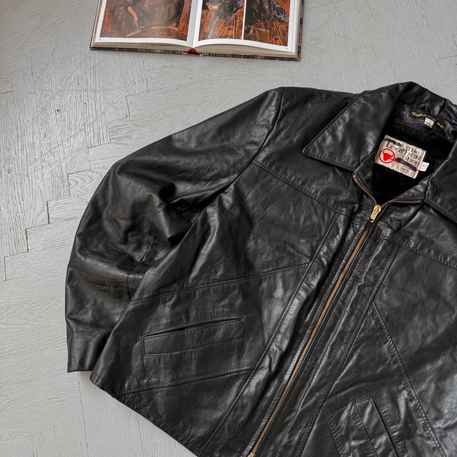 The Leather Shop Vintage Real Leather Collared Gangster Jacket Size US M / EU 48-50 / 2 - 2 Thumbnail