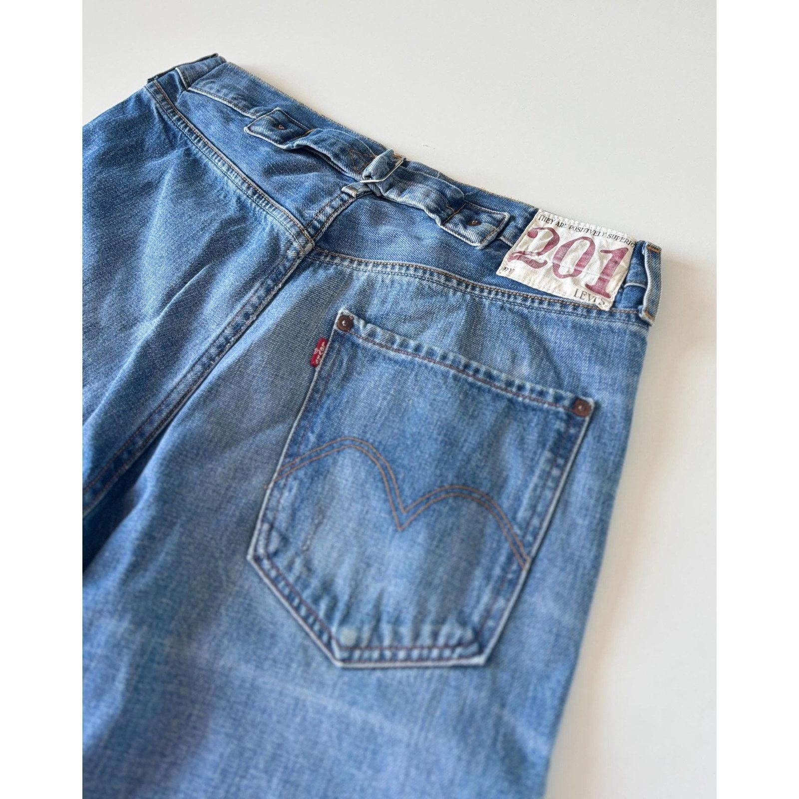 Levi's × Levi's Vintage Clothing Vintage Levi’s 201 Cinch Back Jeans Rare Repro Denim Size US 32 / EU 48 - 4 Thumbnail