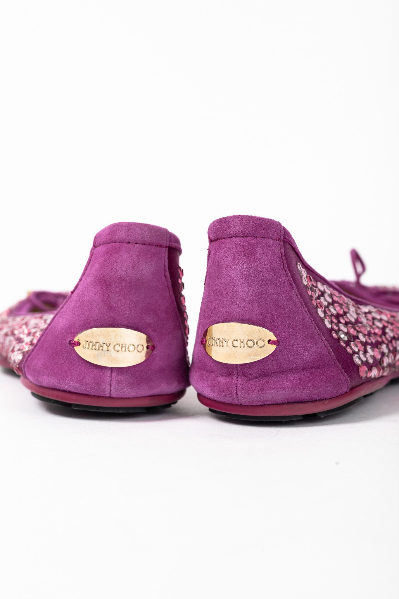 Jimmy Choo Jimmy Choo Weber Crystal-Embellished Satin Bow Ballet Flats Size US 8.5 / IT 38.5 - 9 Thumbnail