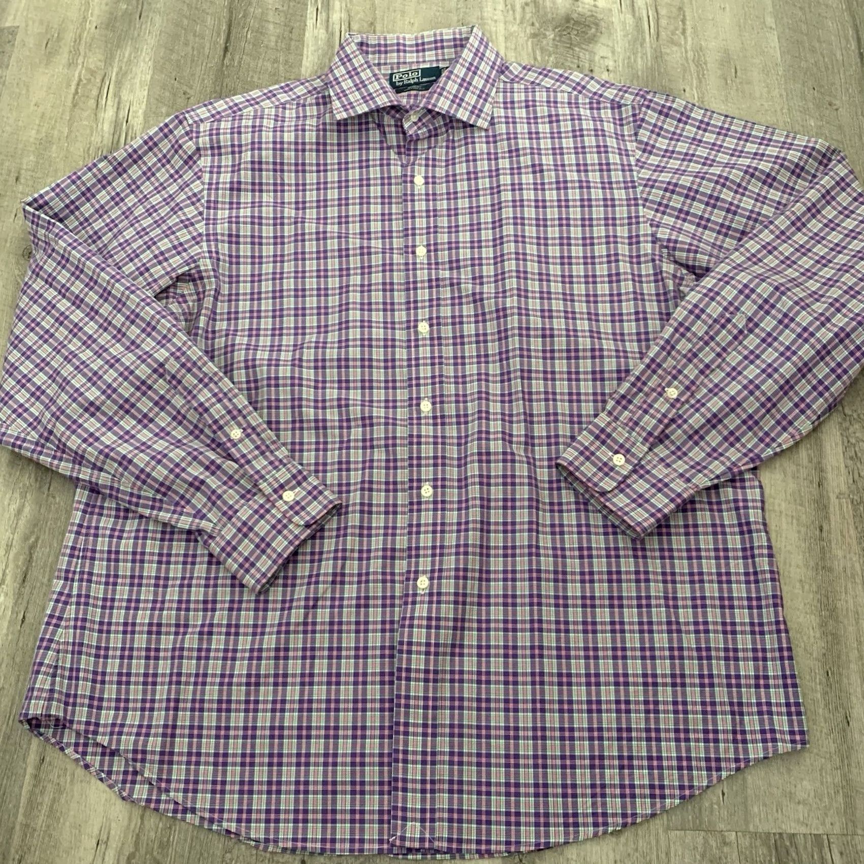 Polo Ralph Lauren POLO Ralph Lauren Shirt Mens XXL Purple Plaid Regent Custom Fit Spread 18 34 Size US XXL / EU 58 / 5 - 3 Thumbnail