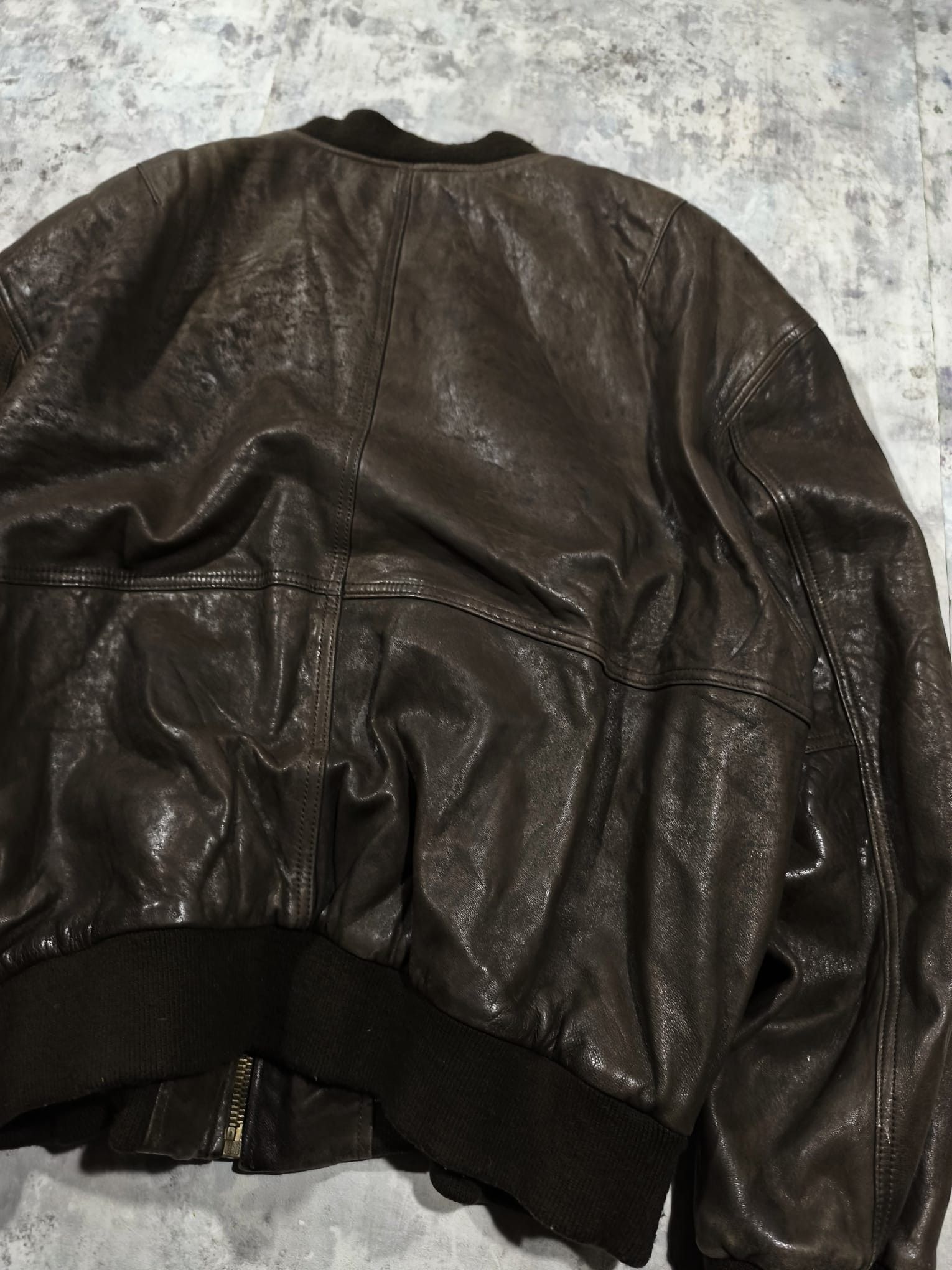 Leather vintage 90s 80s brown leather bomber jacket Size US XL / EU 56 / 4 - 10 Thumbnail